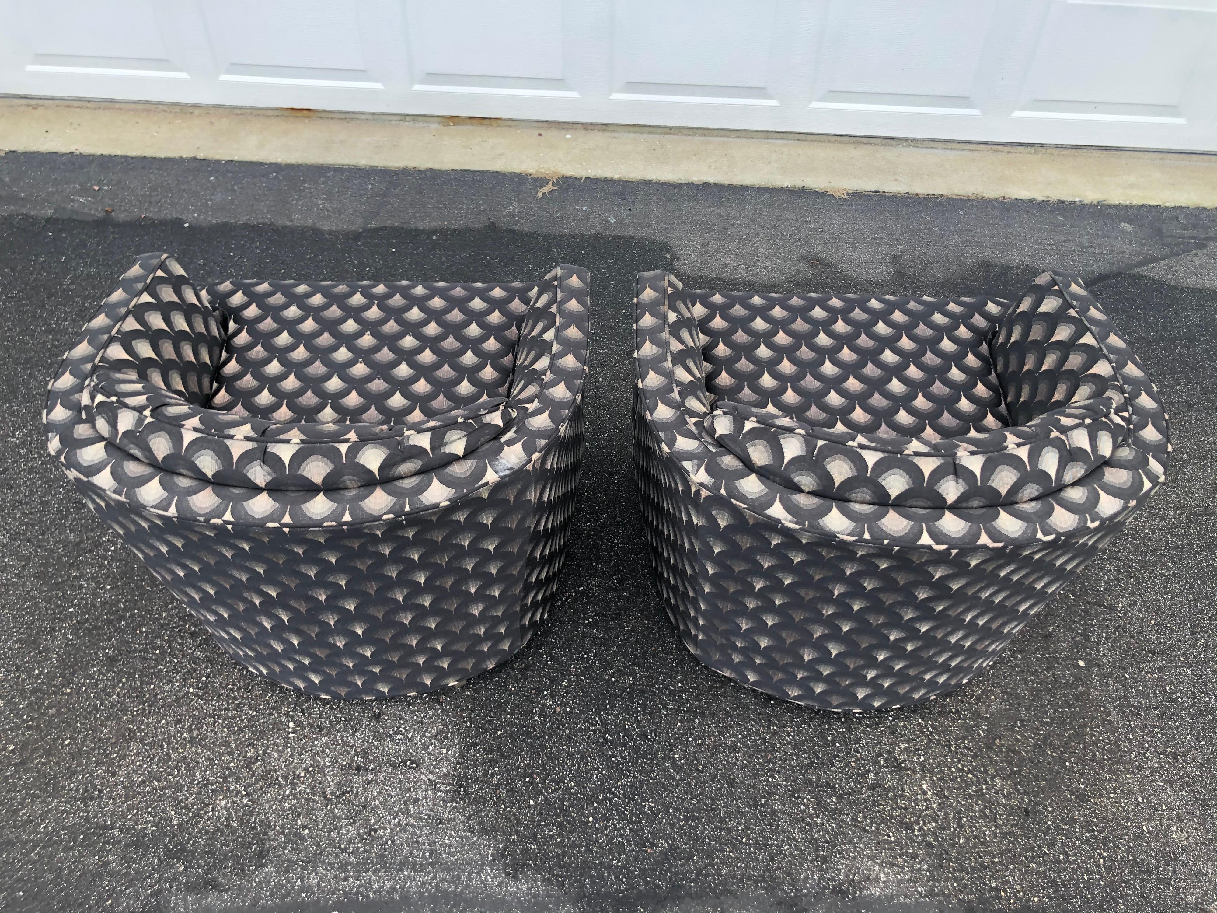Pair of Mid Century Swivel Club Chairs 6