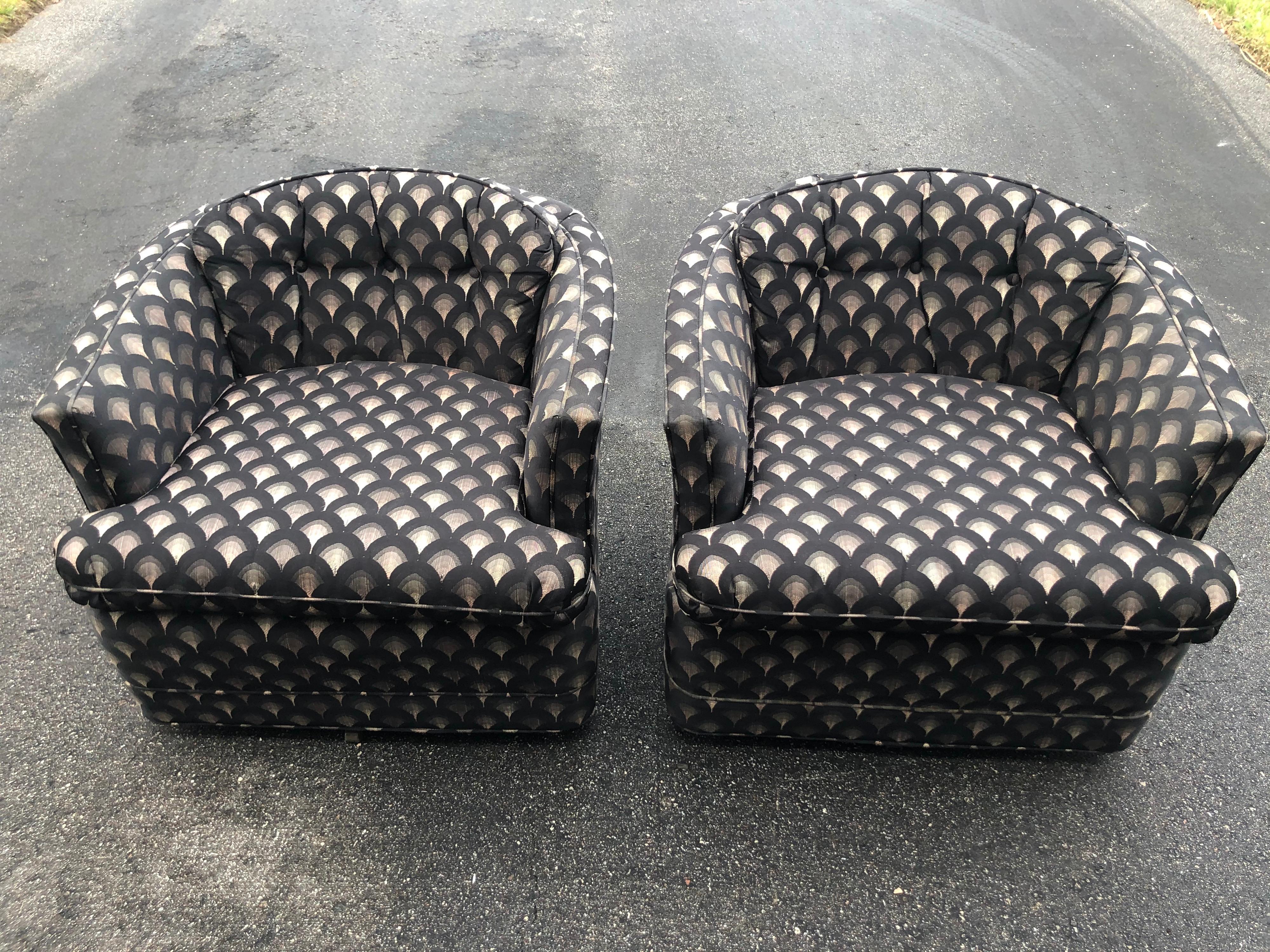 Pair of Mid Century Swivel Club Chairs 7