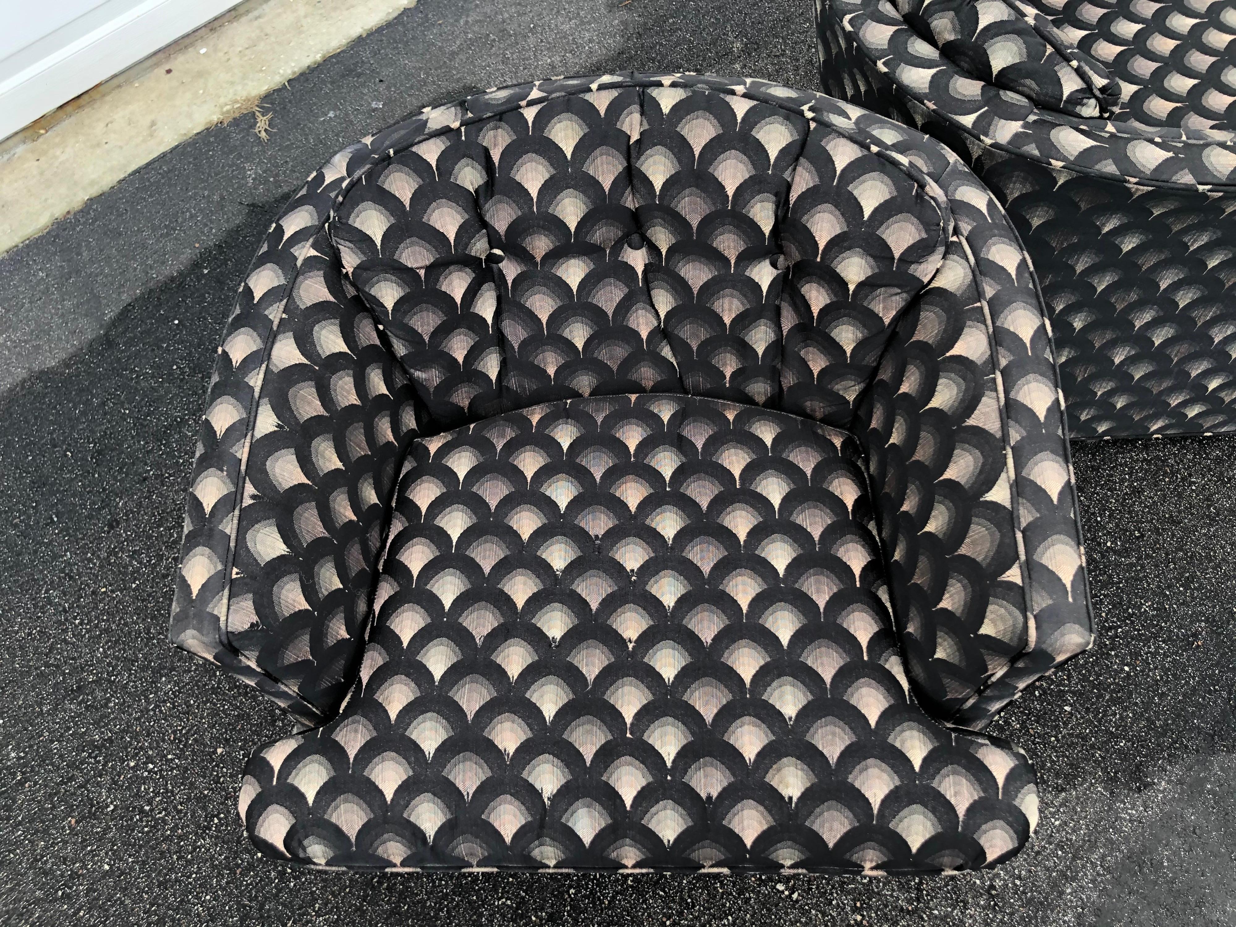 Pair of Mid Century Swivel Club Chairs 11