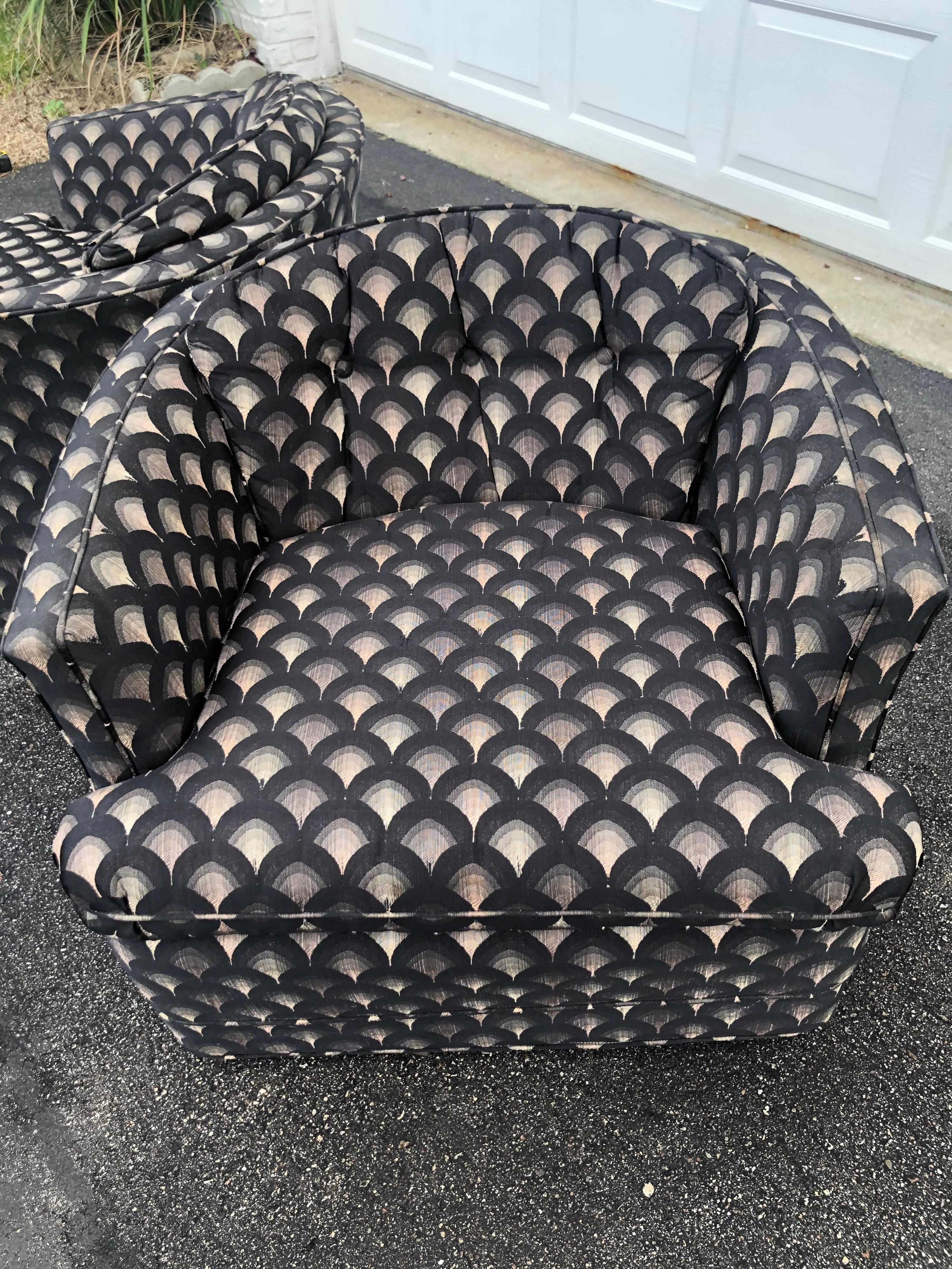 Pair of Mid Century Swivel Club Chairs 12