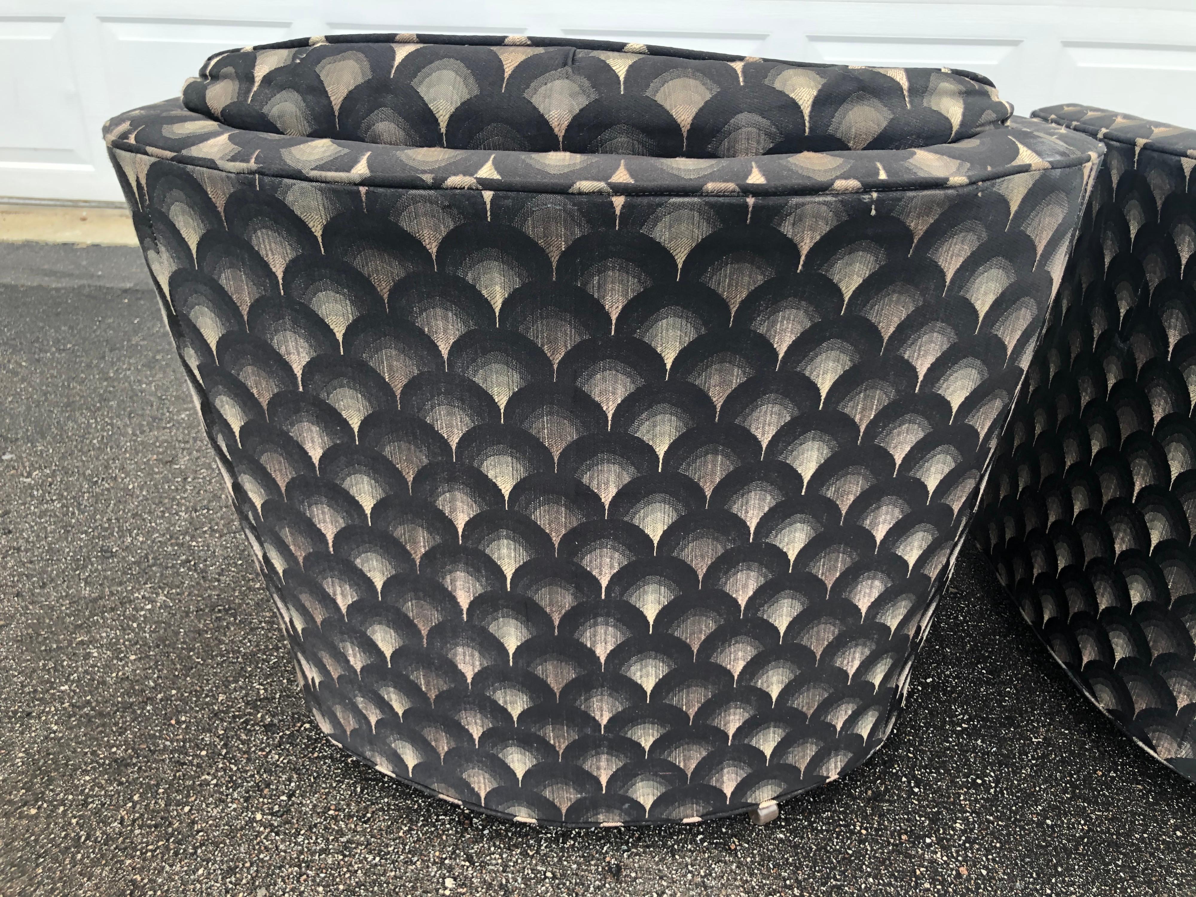 Metal Pair of Mid Century Swivel Club Chairs