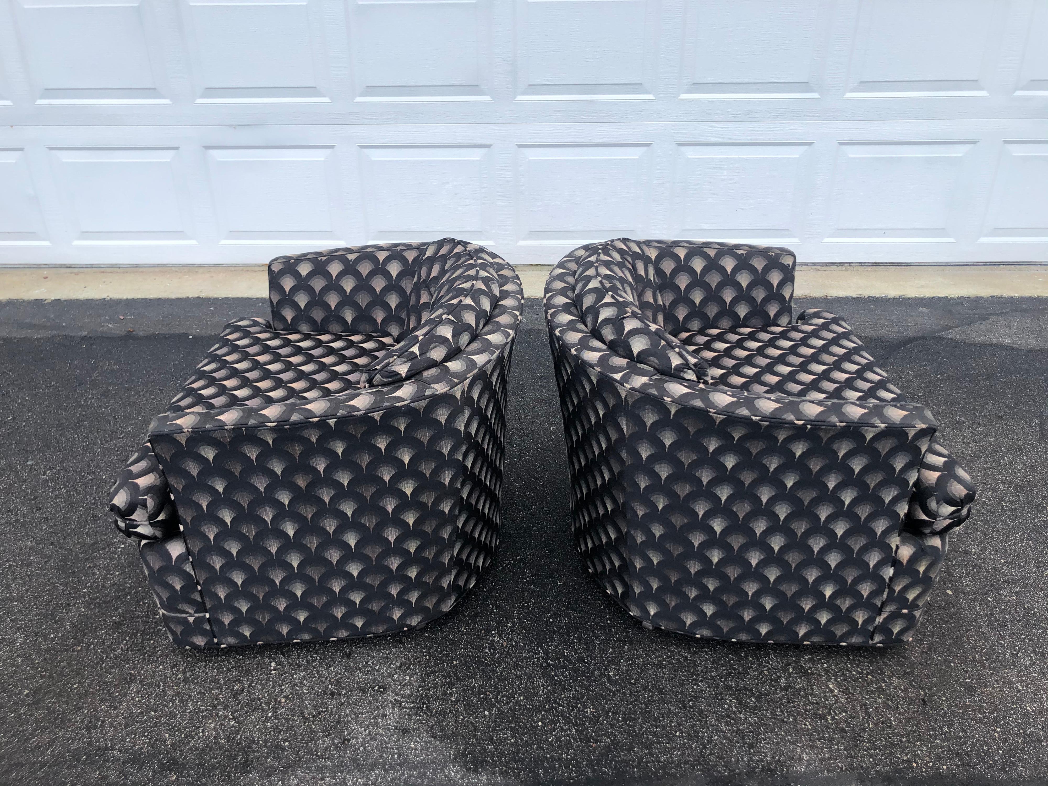 Pair of Mid Century Swivel Club Chairs 1