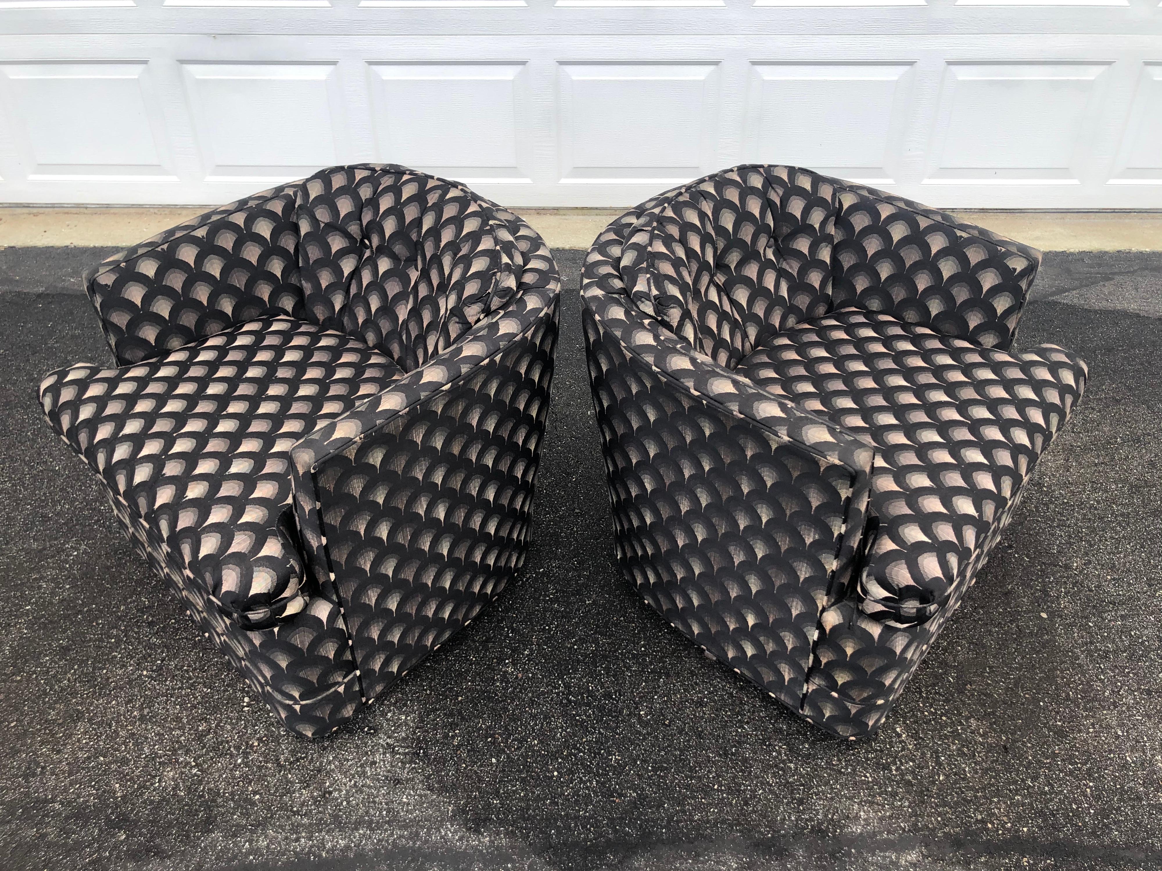Pair of Mid Century Swivel Club Chairs 2