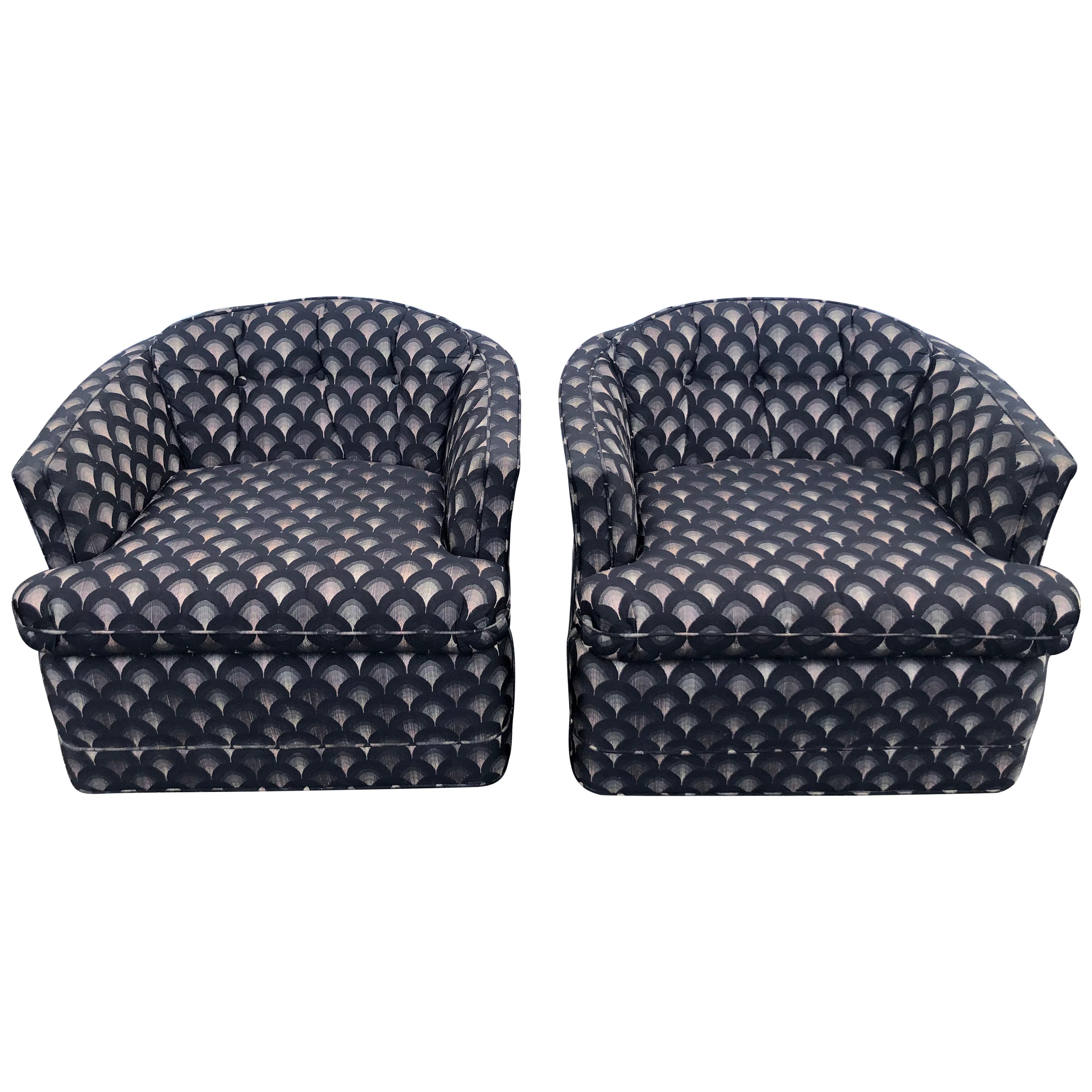 Pair of Mid Century Swivel Club Chairs