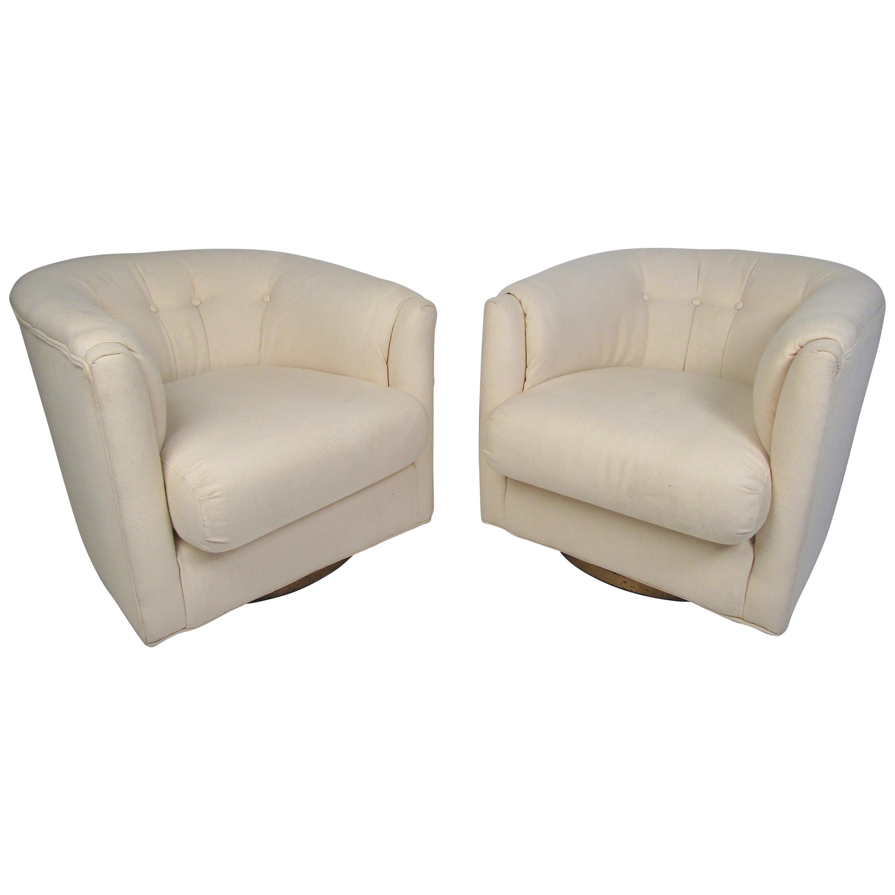 Pair of Midcentury Swivel Lounge Chairs