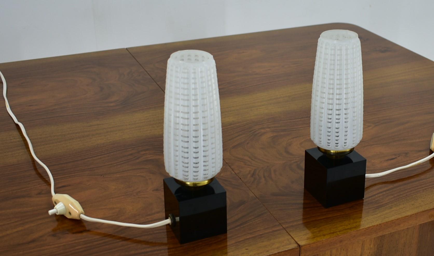 Czech Pair of Mid-Century Table Lamps, 1960s For Sale