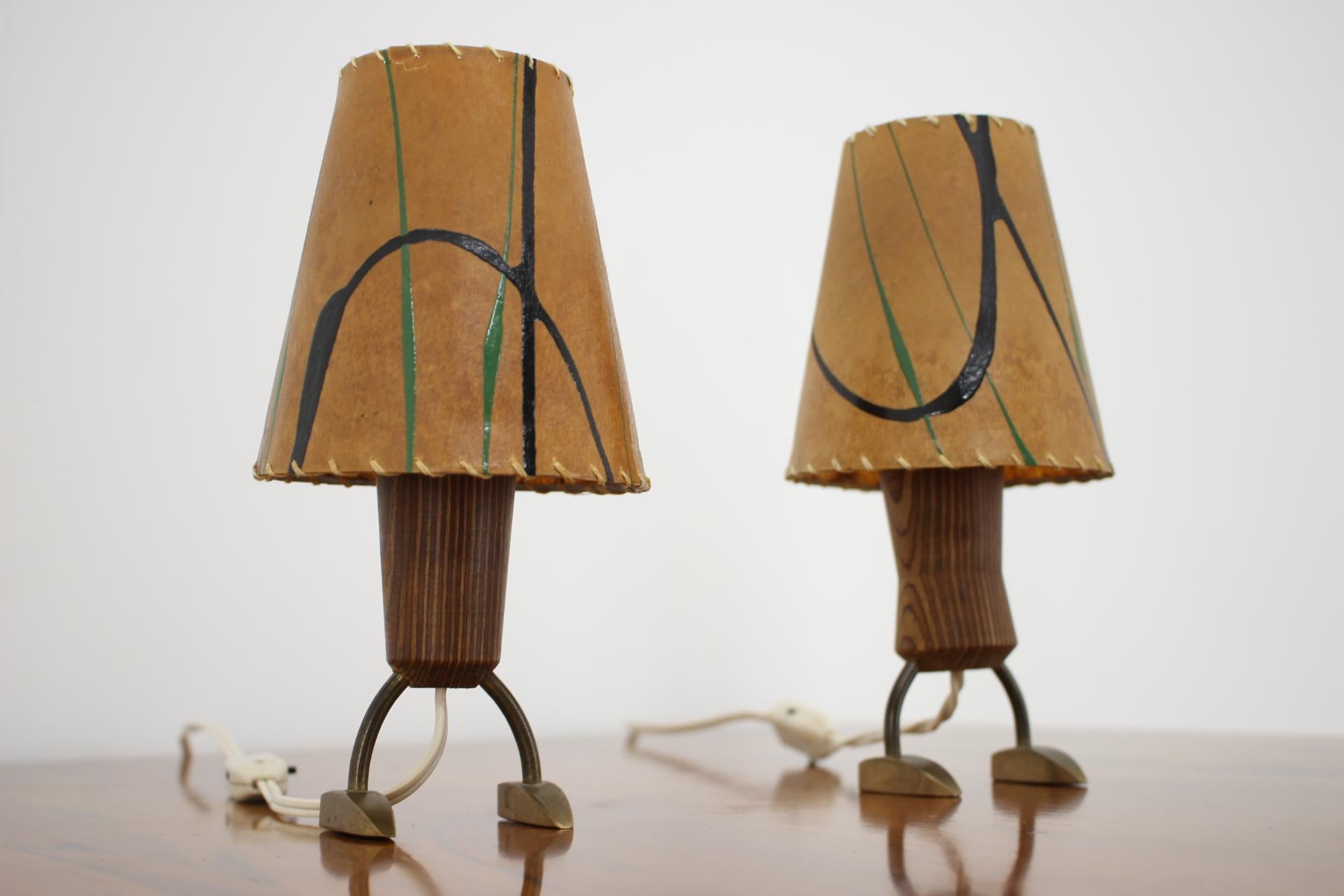 Wood Pair of Midcentury Table Lamps, 1960s