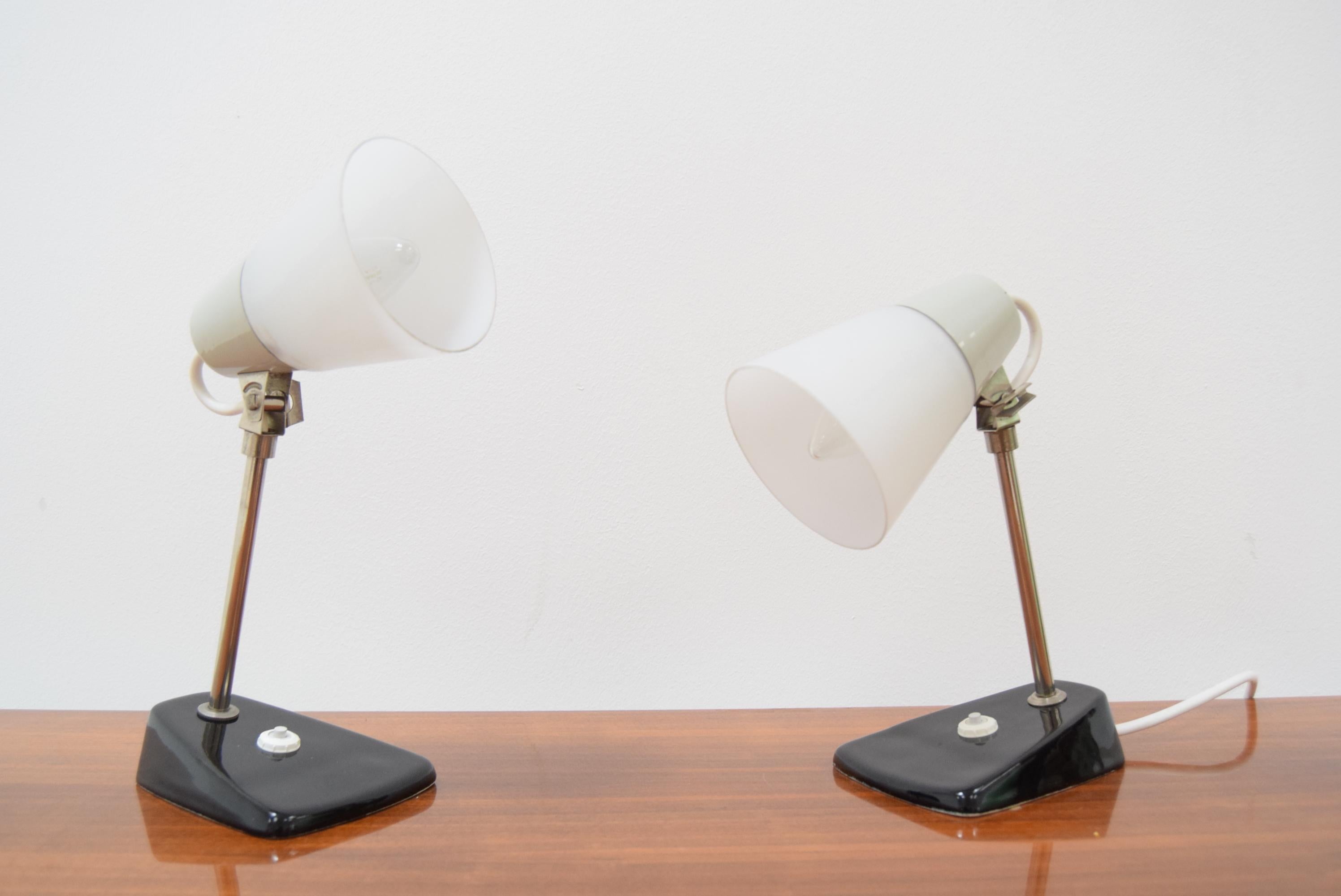 Czech Pair of Mid-Century Table Lamps, 1970’s For Sale