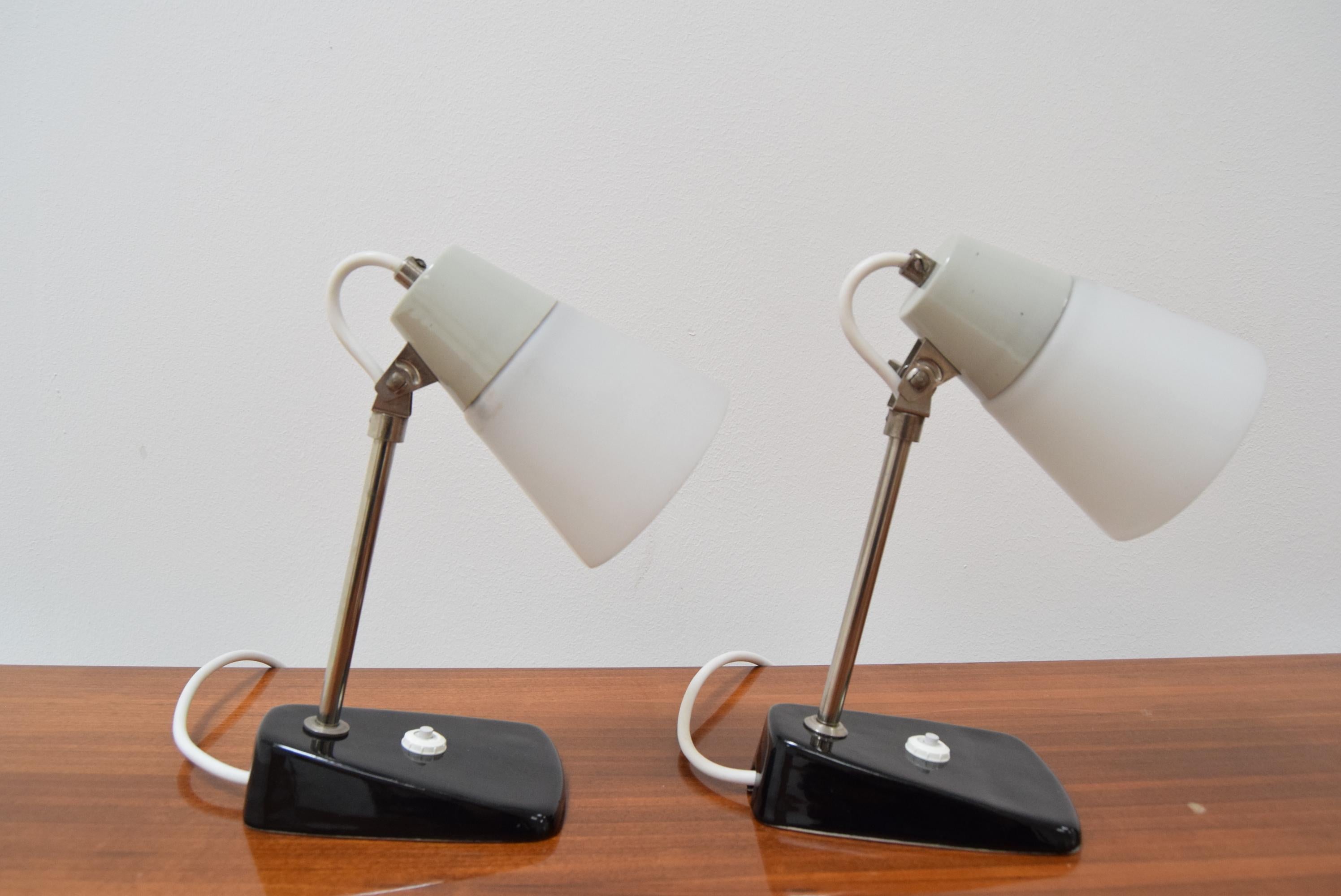 Metal Pair of Mid-Century Table Lamps, 1970’s For Sale