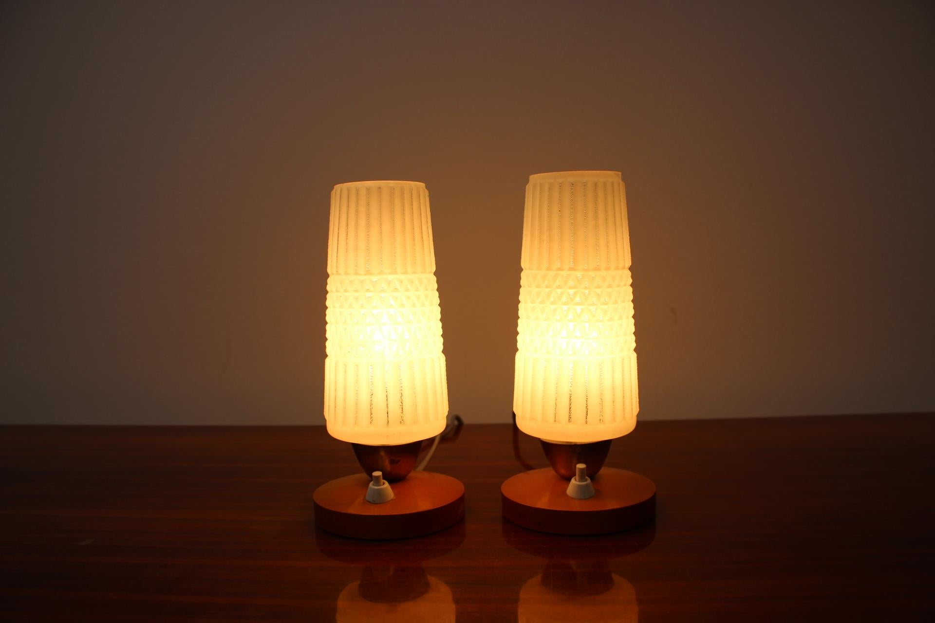 Metal Pair of Mid-Century Table Lamps, 1970's