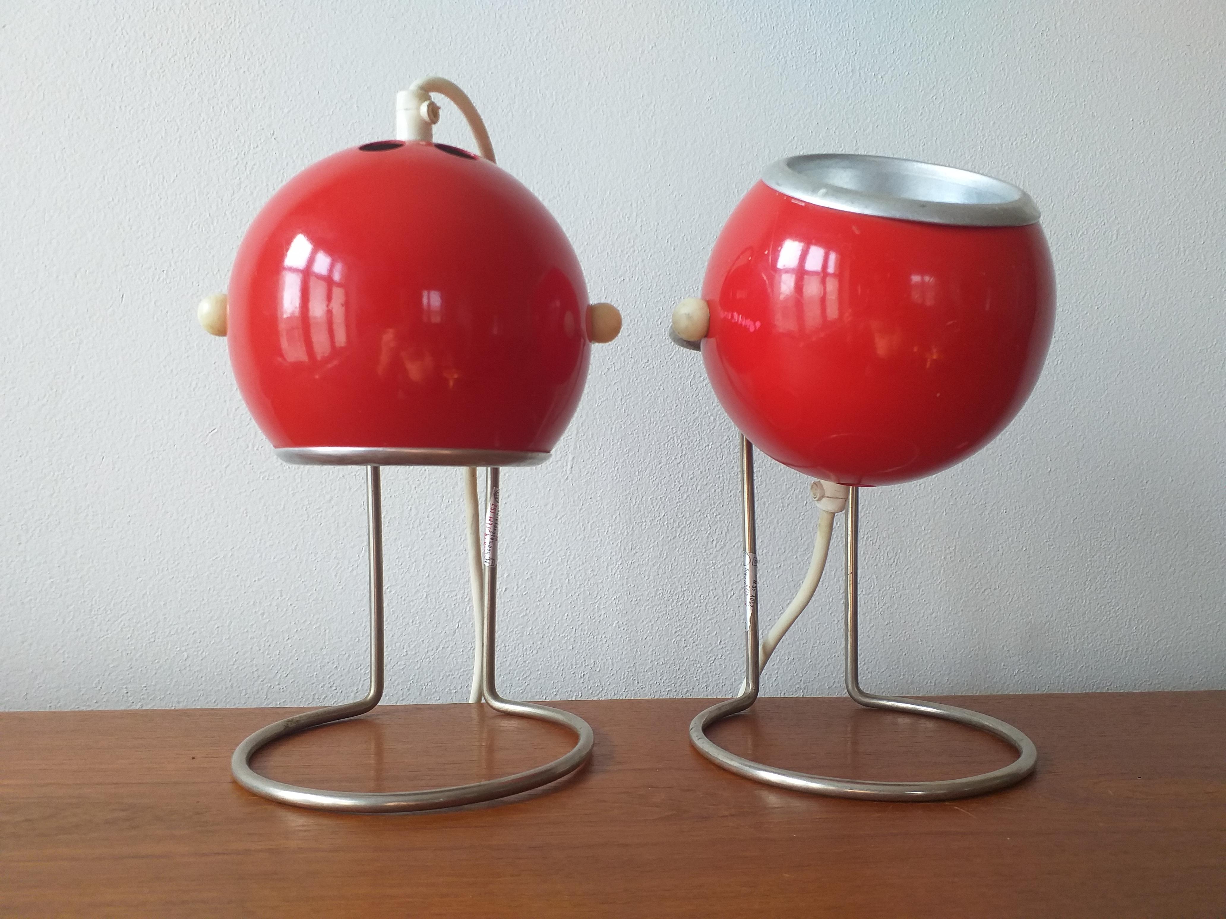 Metal Pair of Mid Century Table Lamps, 1970s For Sale