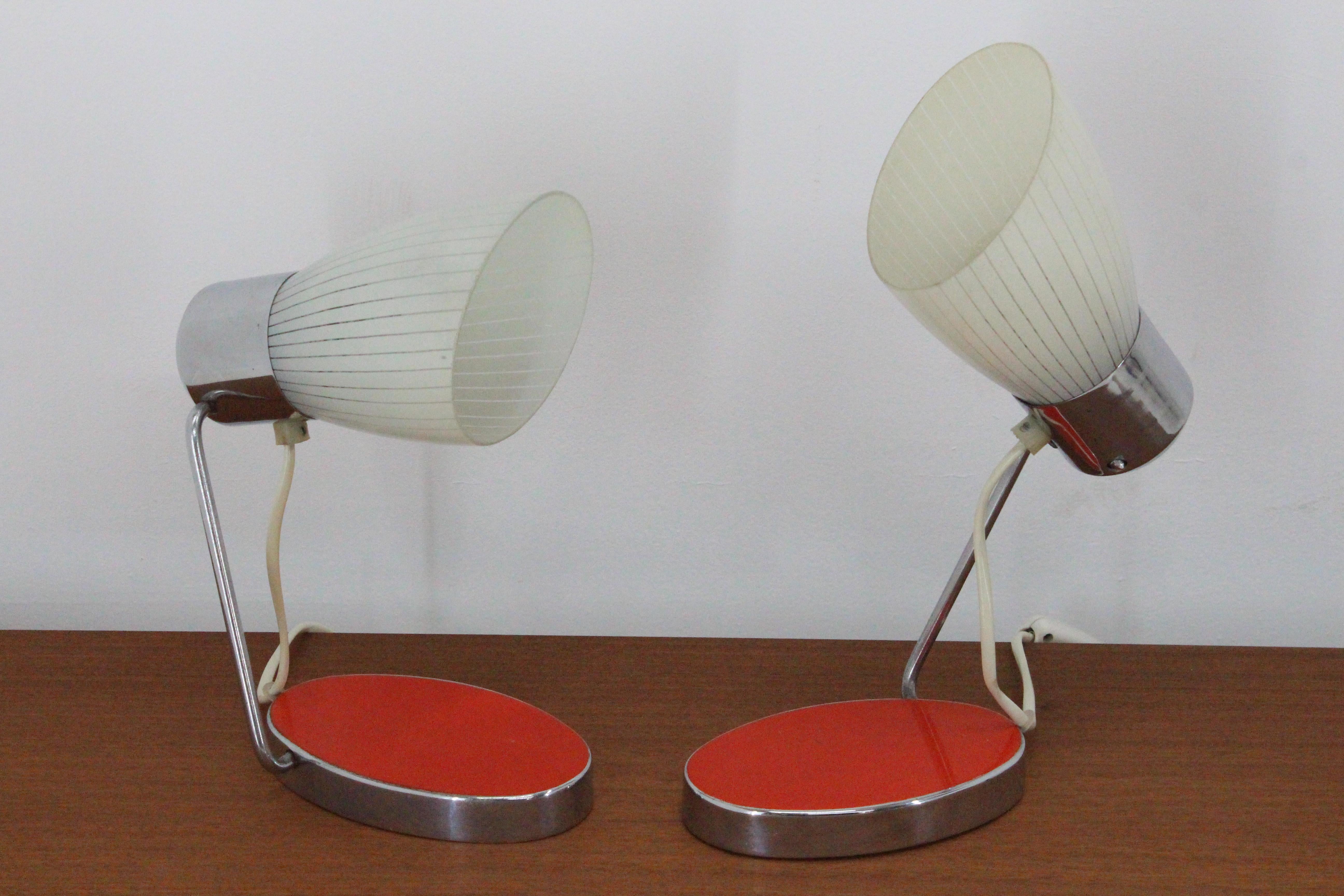 Czech Pair of Midcentury Table Lamps by Drupol, 1960s For Sale