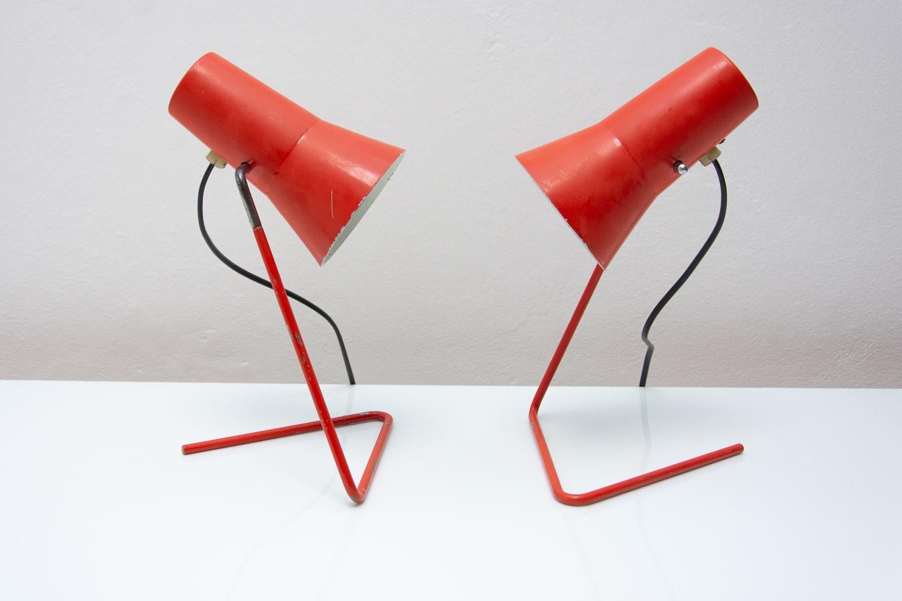 Mid-Century Modern Pair of mid century table lamps by Josef Hurka for Napako, 1960´s For Sale