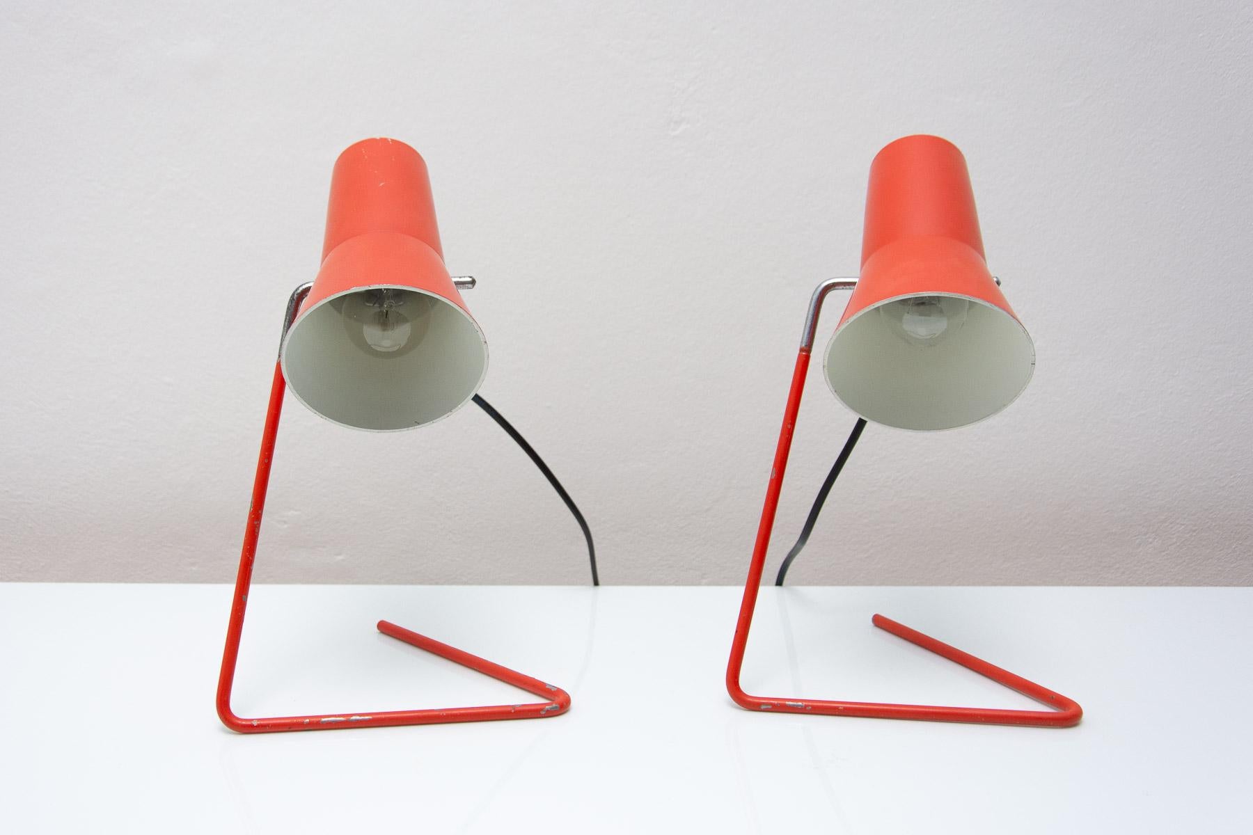 Czech Pair of mid century table lamps by Josef Hurka for Napako, 1960´s For Sale