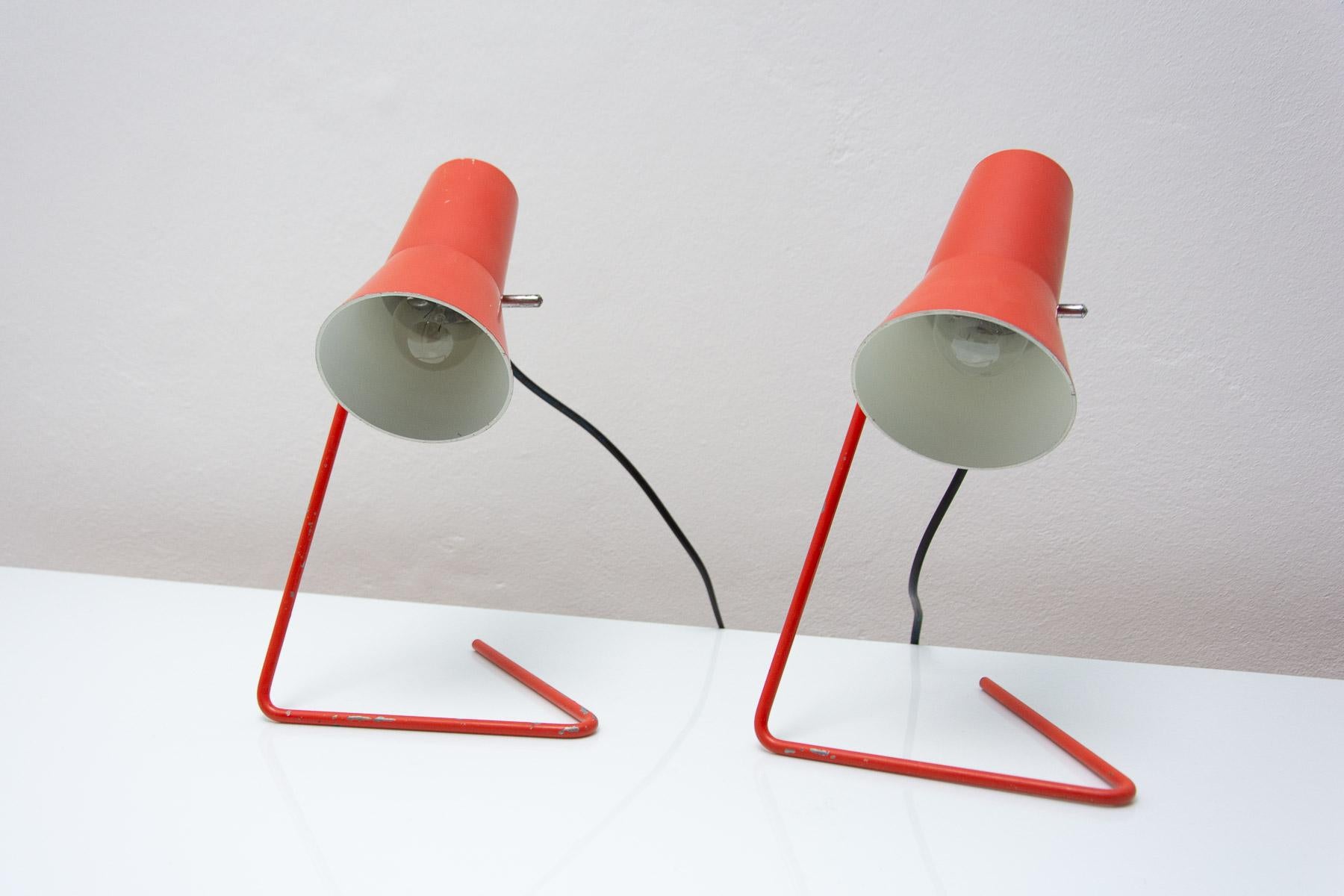 Pair of mid century table lamps by Josef Hurka for Napako, 1960´s In Good Condition For Sale In Prague 8, CZ