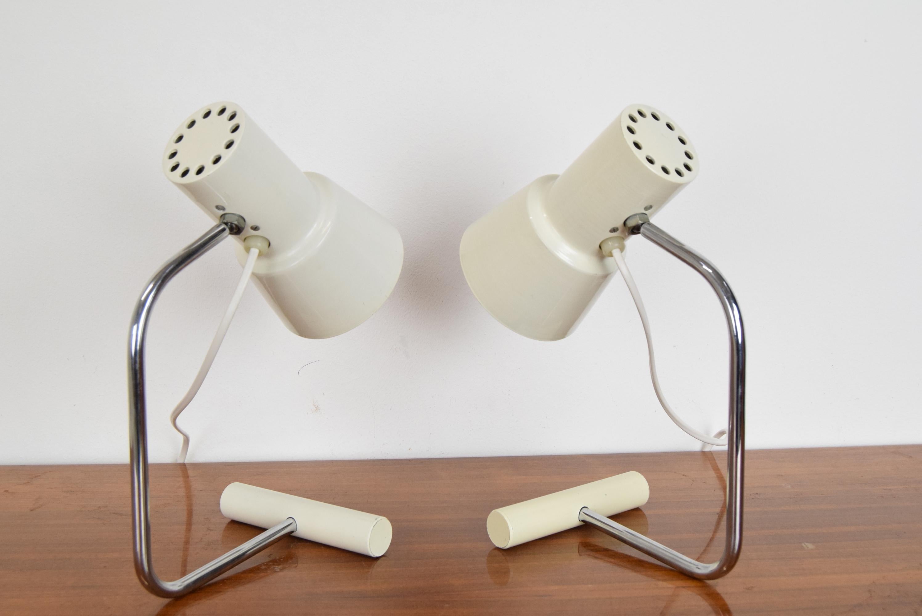 Czech Pair of Mid Century Table Lamps by Josef Hurka for Napako, 1970's For Sale