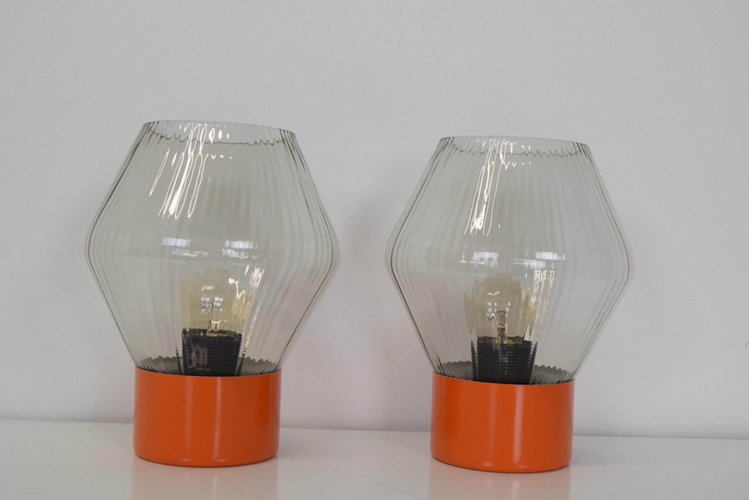 Pair of Mid-Century Table Lamps by Pokrok Zilina, 1970's In Good Condition In Praha, CZ