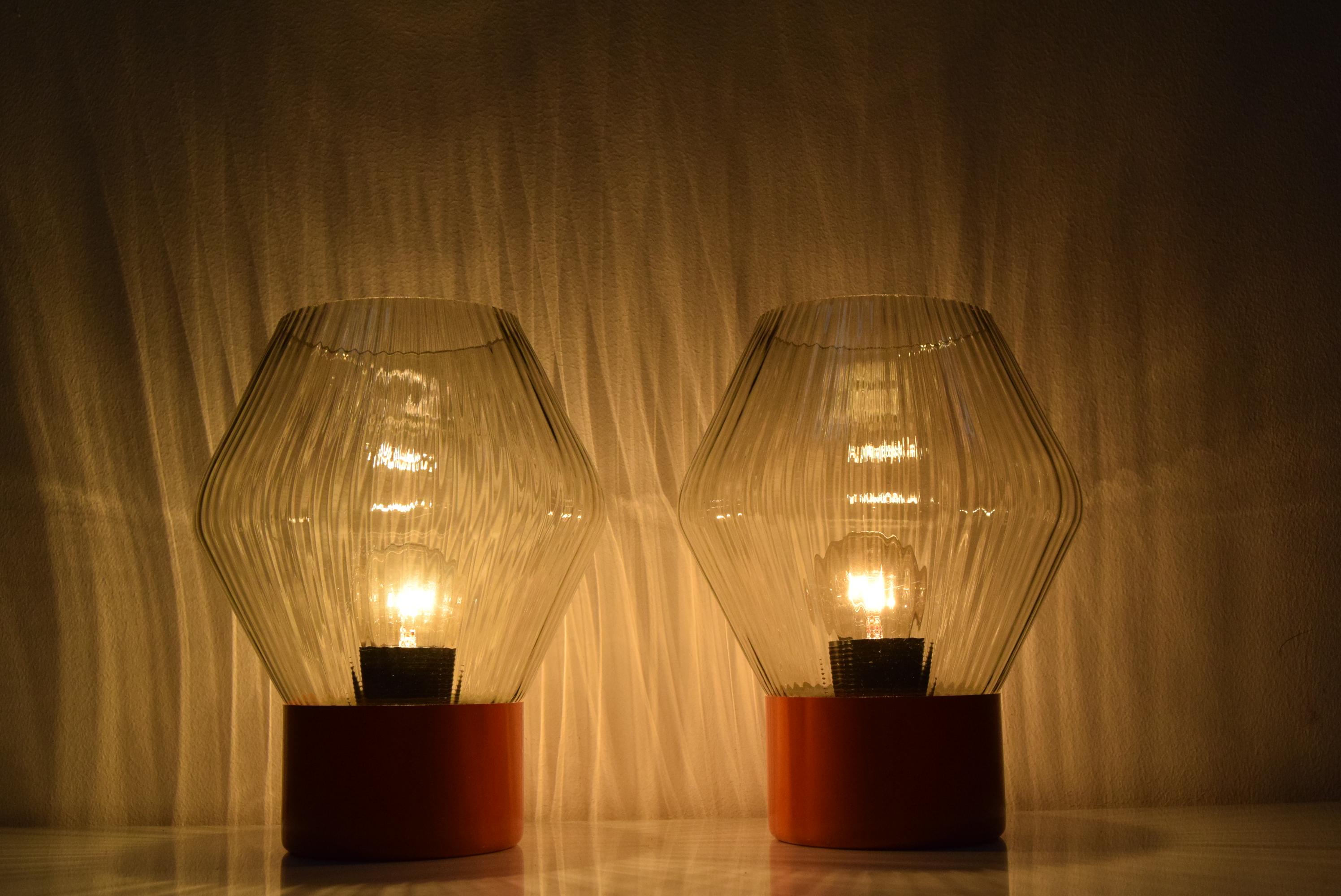 Late 20th Century Pair of Mid-Century Table Lamps by Pokrok Zilina, 1970's