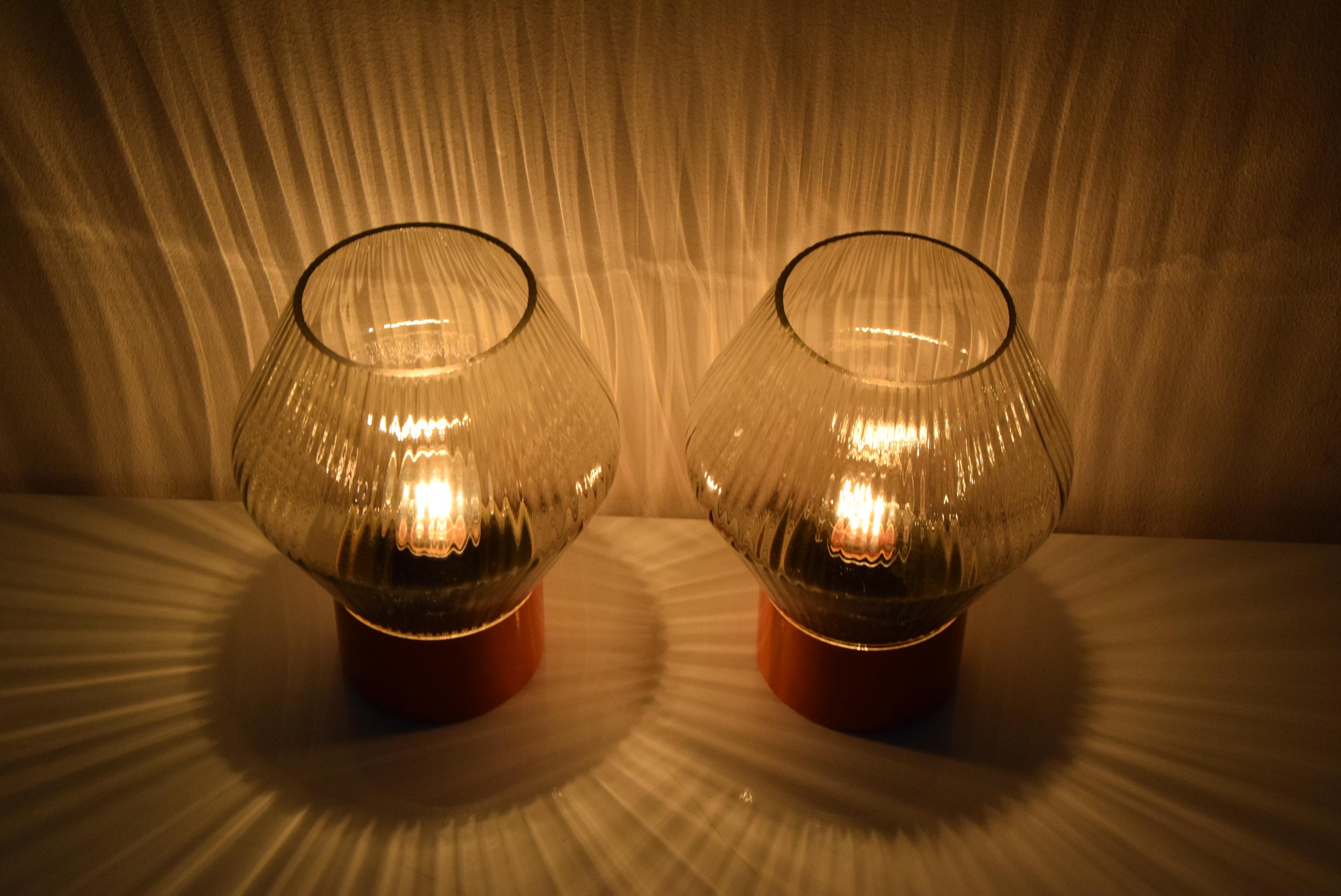 Metal Pair of Mid-Century Table Lamps by Pokrok Zilina, 1970's
