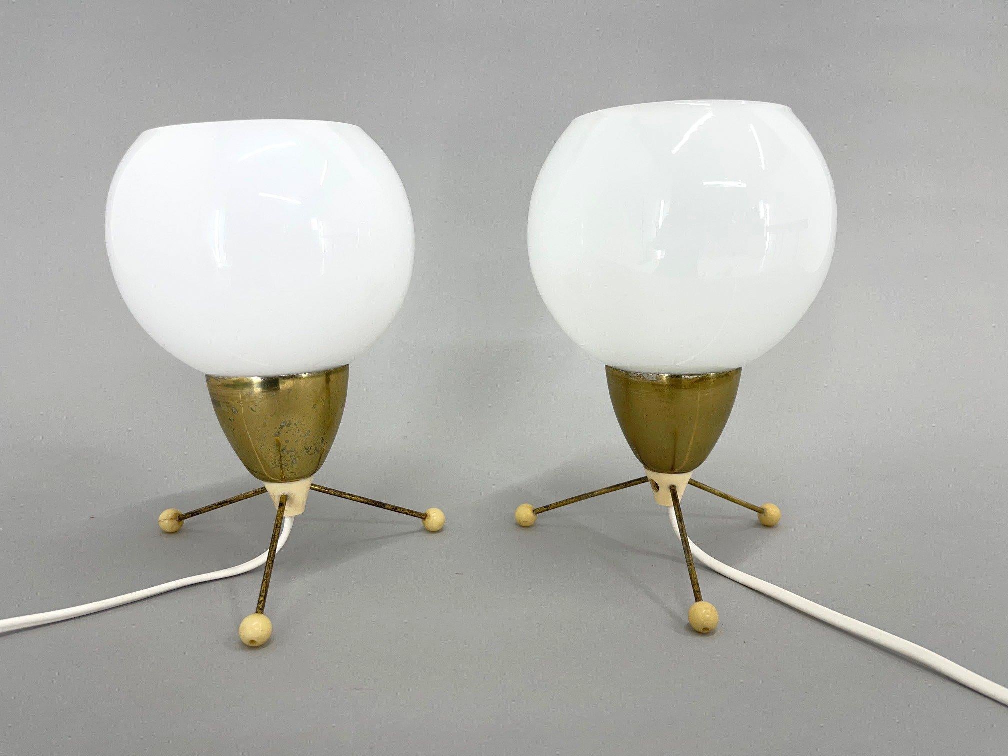 Space Age Pair of Mid-century Table Lamps by Stanislav Kučera for Kamenický Šenov