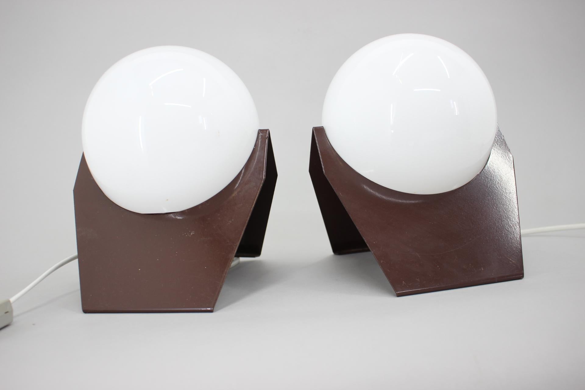 Czech Pair of Mid Century Table Lamps Drukov, Space Age, 1970s 