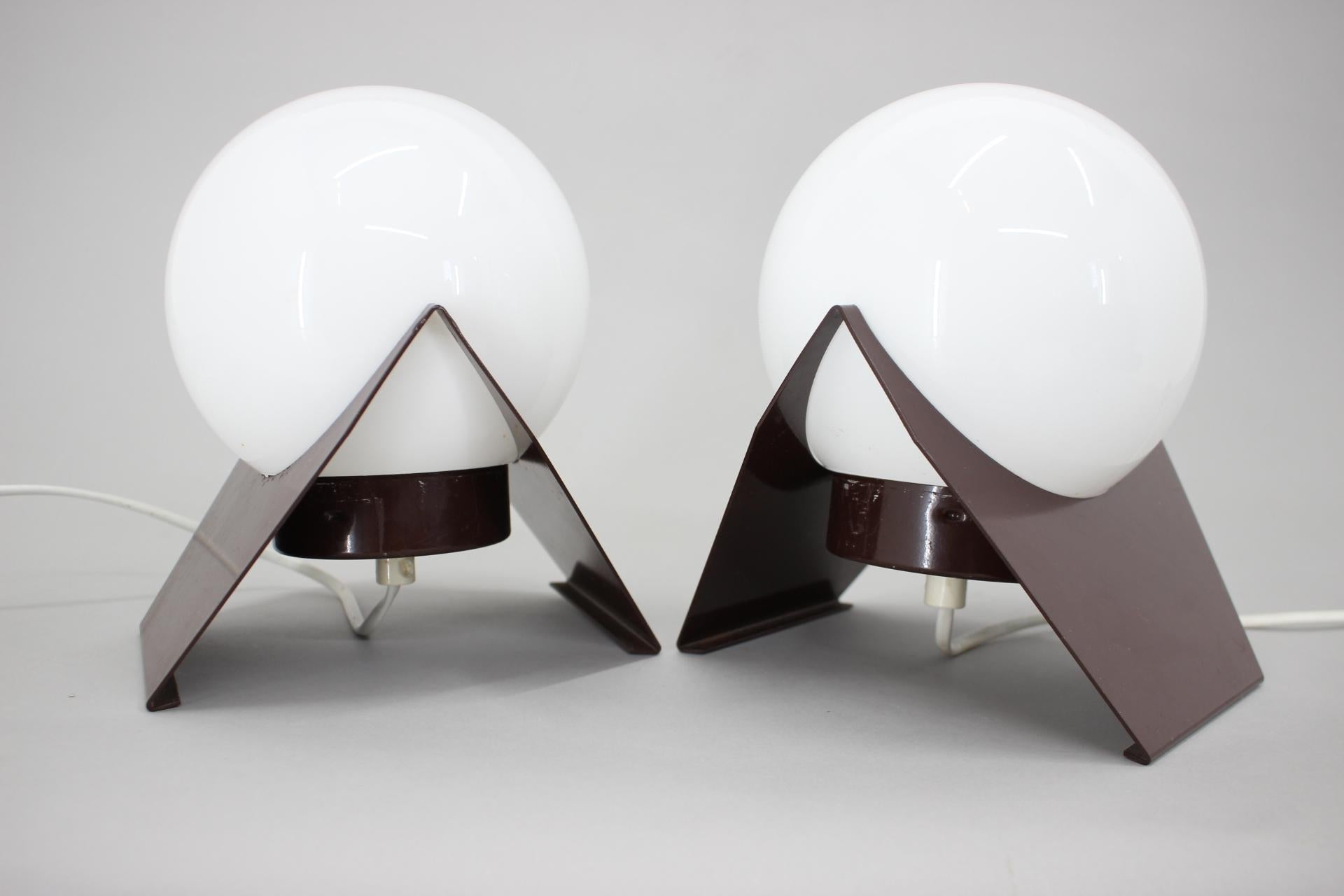 Lacquered Pair of Mid Century Table Lamps Drukov, Space Age, 1970s 