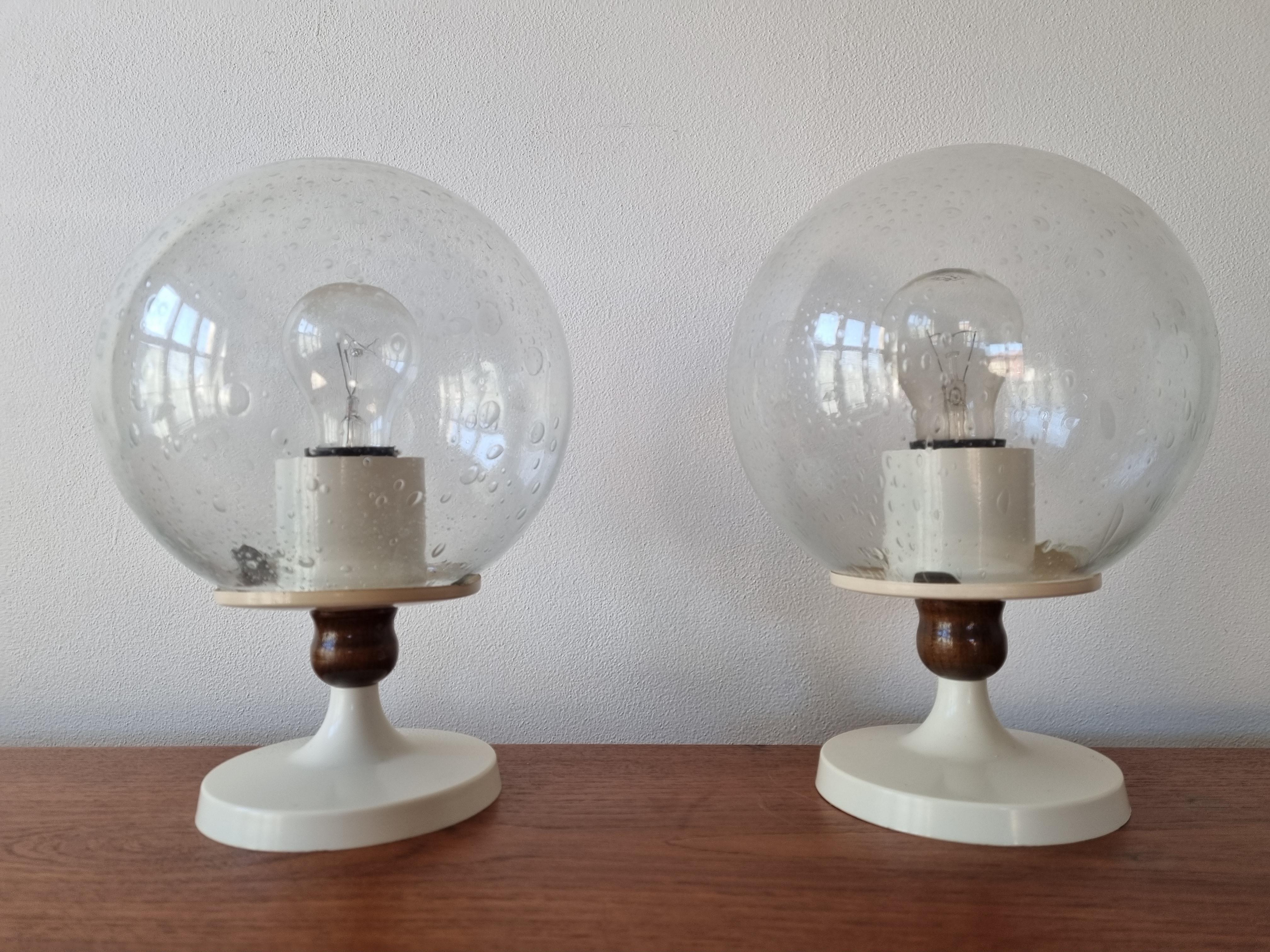 Glass Pair of Mid Century Table Lamps, Germany, 1970s For Sale