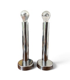 Pair of Mid-Century Table Lamps in Chrome, ca. 1965.