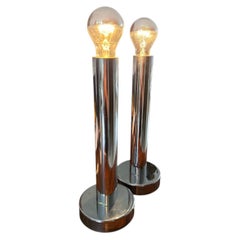 Pair of Mid-Century Table Lamps in Chrome, ca. 1965.