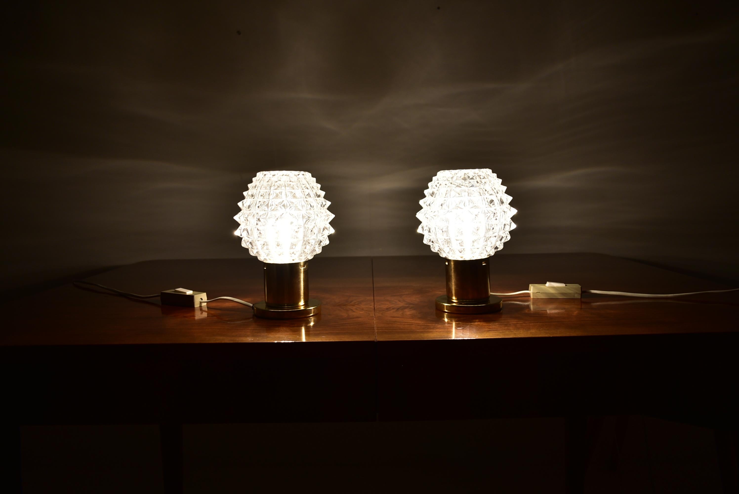 Pair of Mid-Century Table Lamps, Kamenický Šenov, 1970s For Sale 3