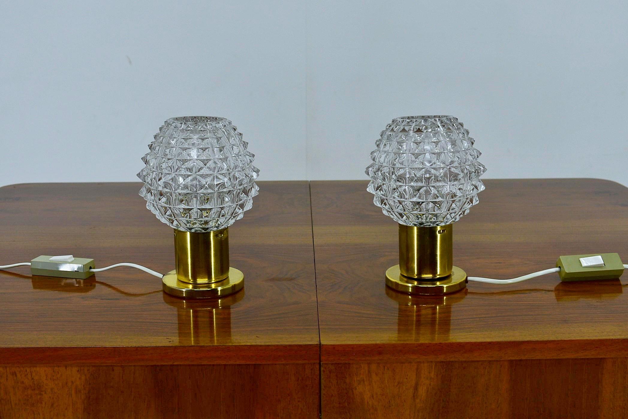Mid-Century Modern Pair of Mid-Century Table Lamps, Kamenický Šenov, 1970s For Sale