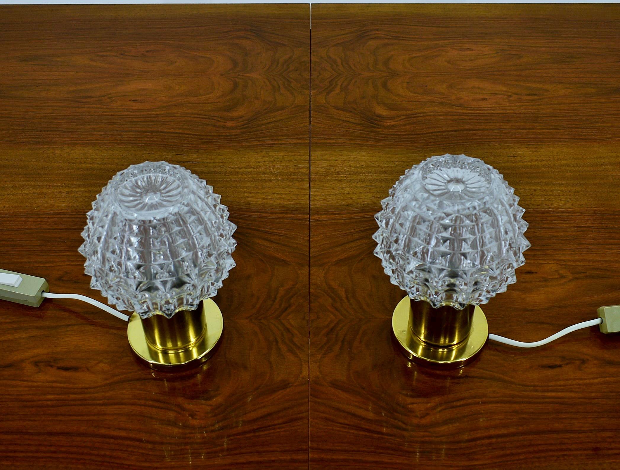 Czech Pair of Mid-Century Table Lamps, Kamenický Šenov, 1970s For Sale