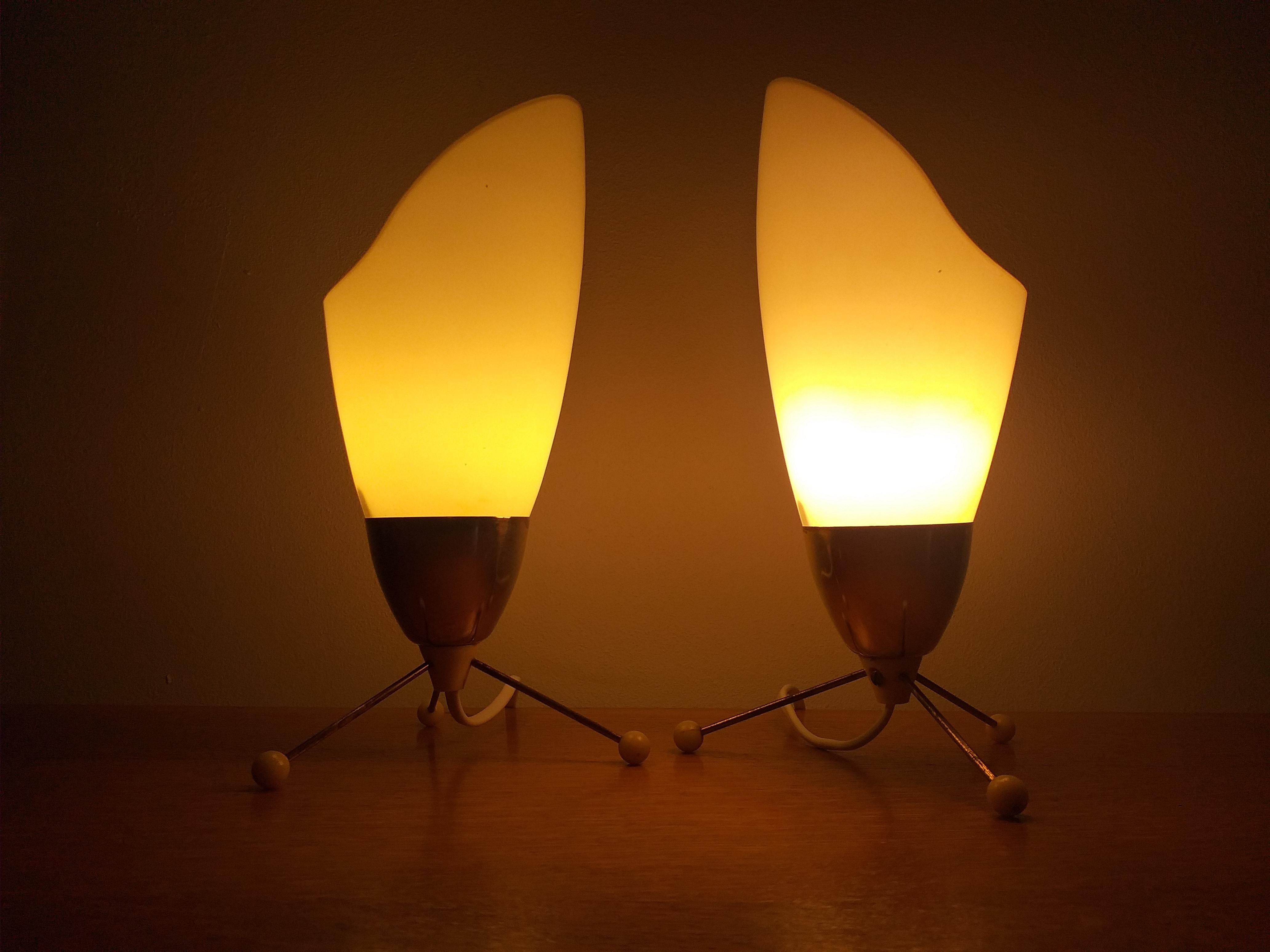 Pair of Midcentury Table Lamps Kamenicky Senov, 1970s In Good Condition In Praha, CZ