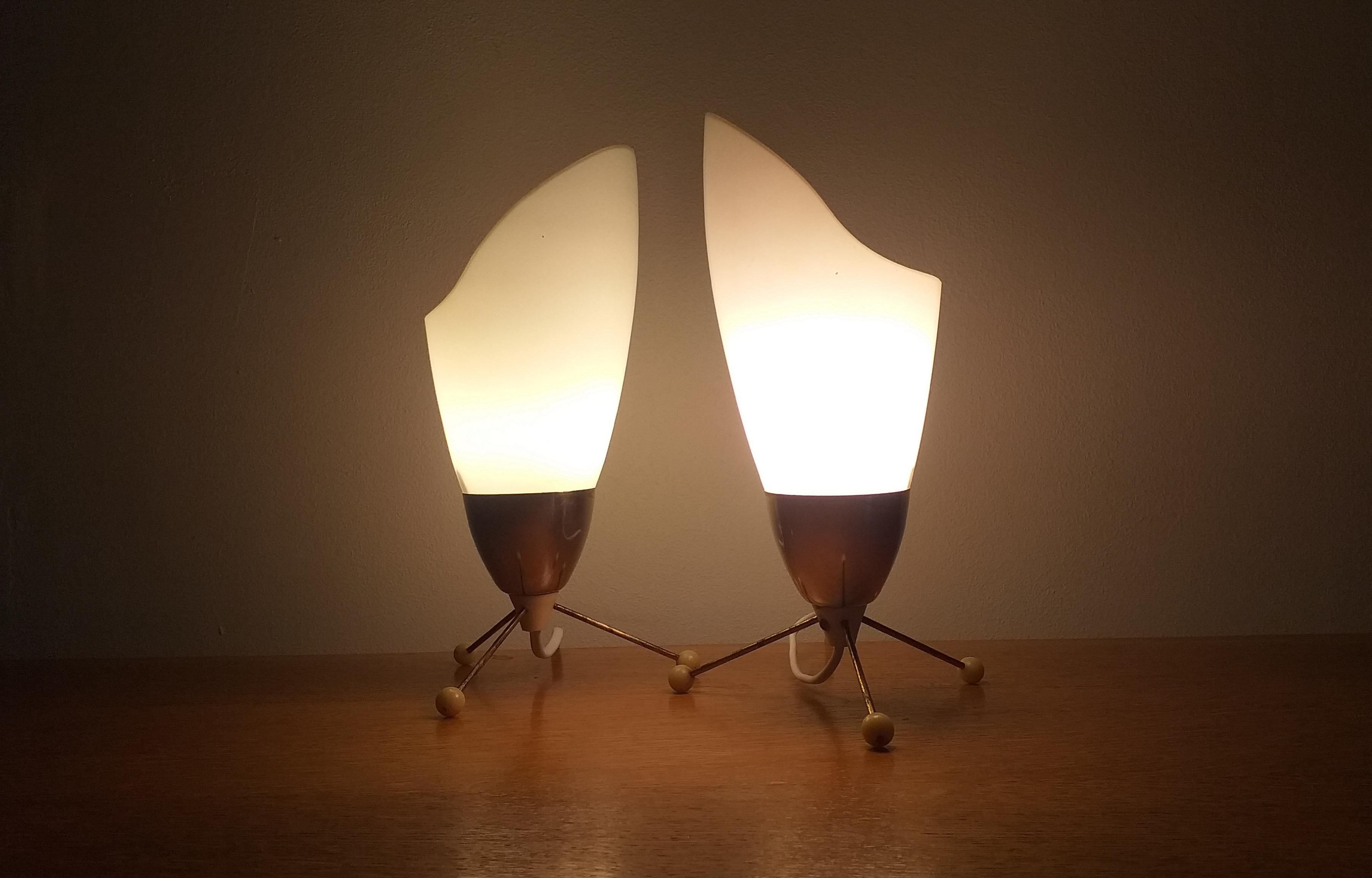 Brass Pair of Midcentury Table Lamps Kamenicky Senov, 1970s