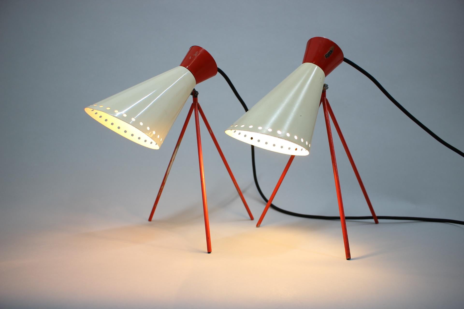 Pair of Mid Century Table Lamps Napako, 1960s For Sale 2