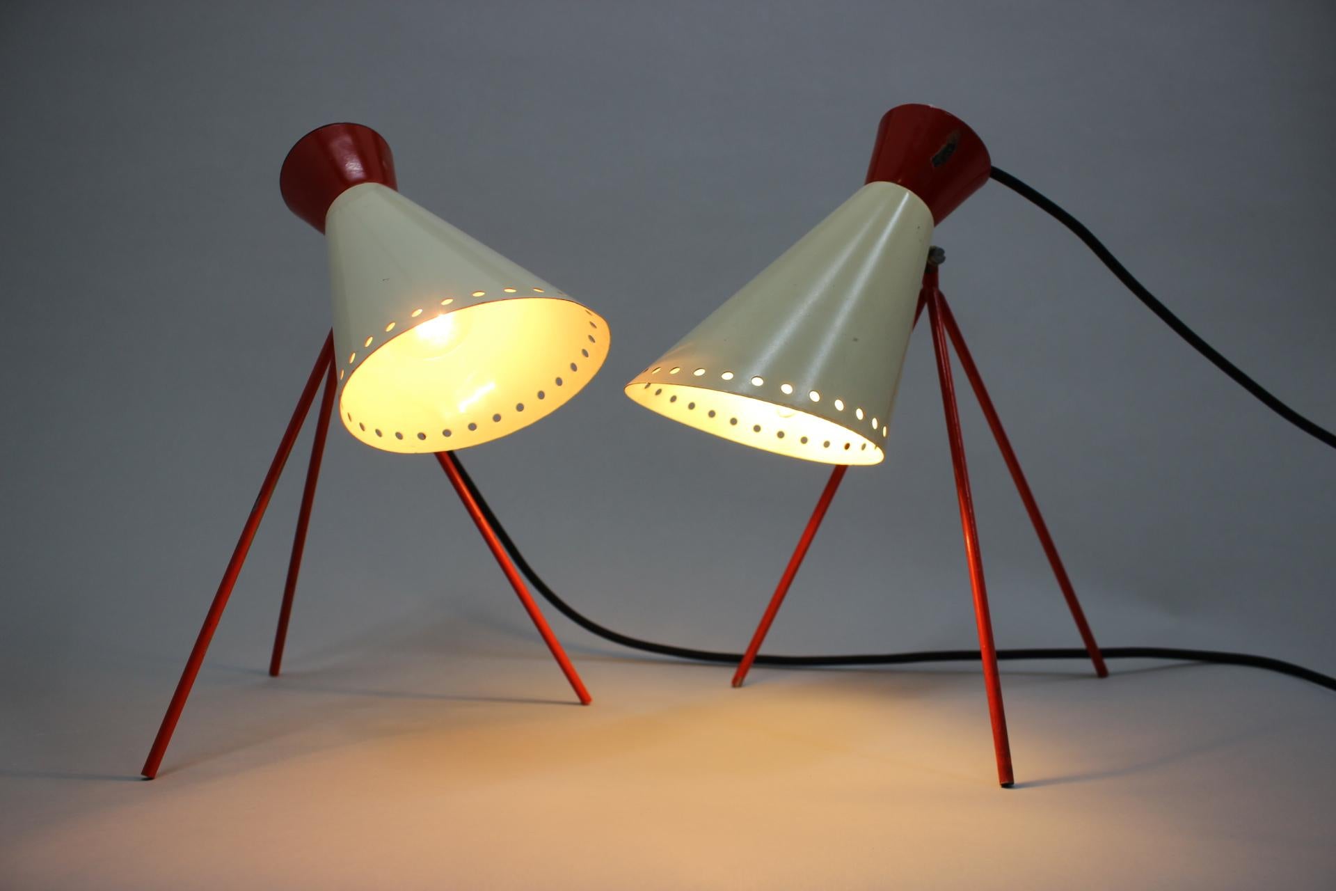 Pair of Mid Century Table Lamps Napako, 1960s For Sale 3