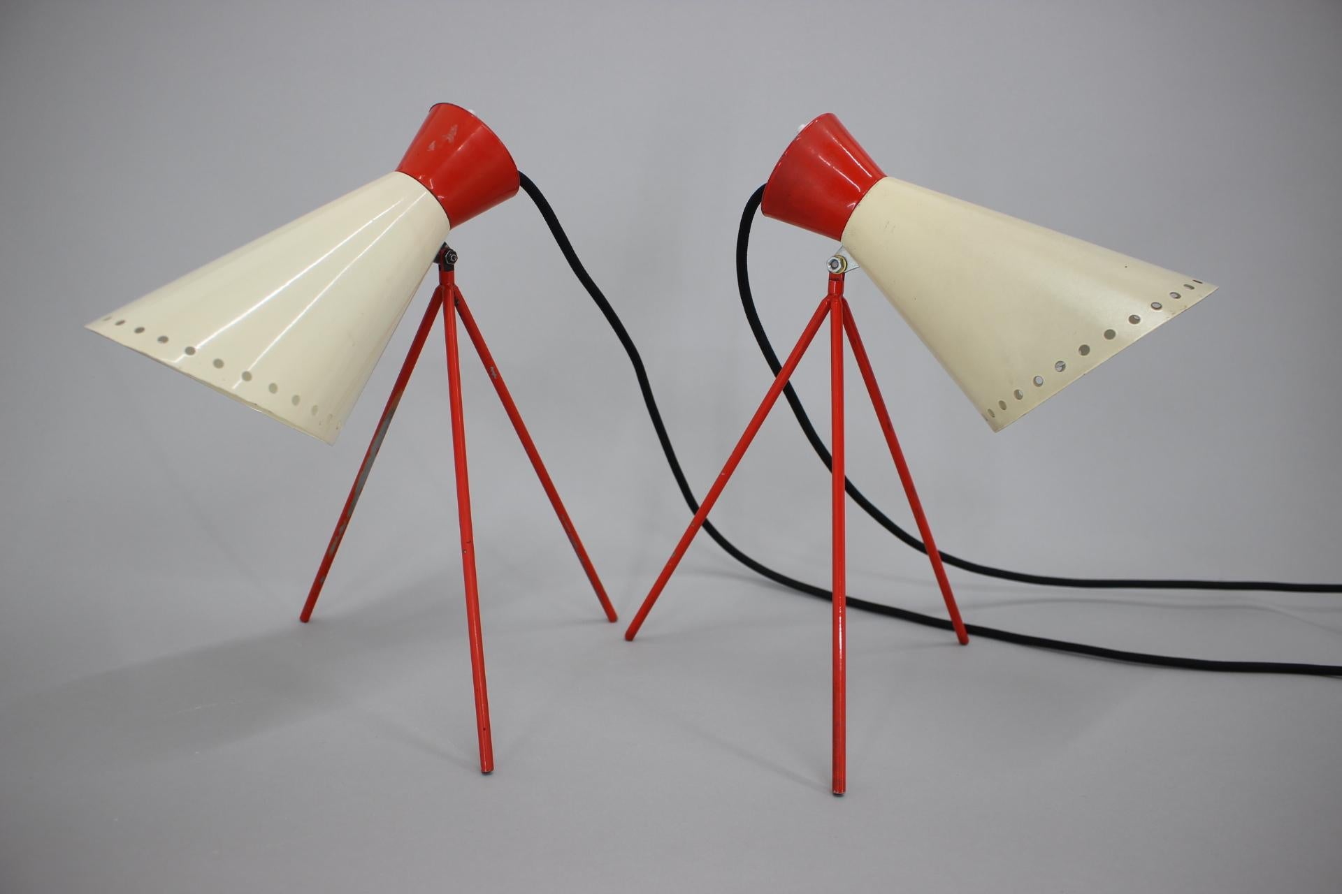Mid-Century Modern Pair of Mid Century Table Lamps Napako, 1960s For Sale