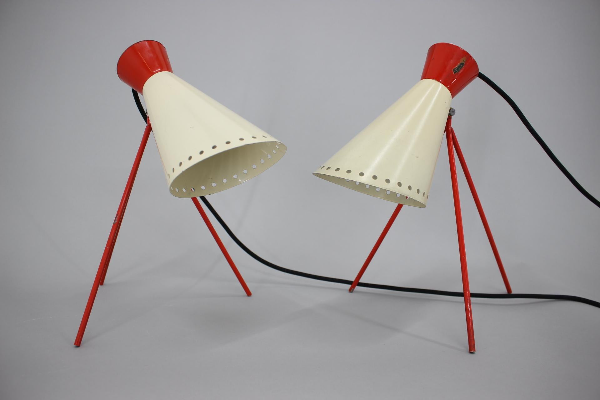 Mid-20th Century Pair of Mid Century Table Lamps Napako, 1960s For Sale