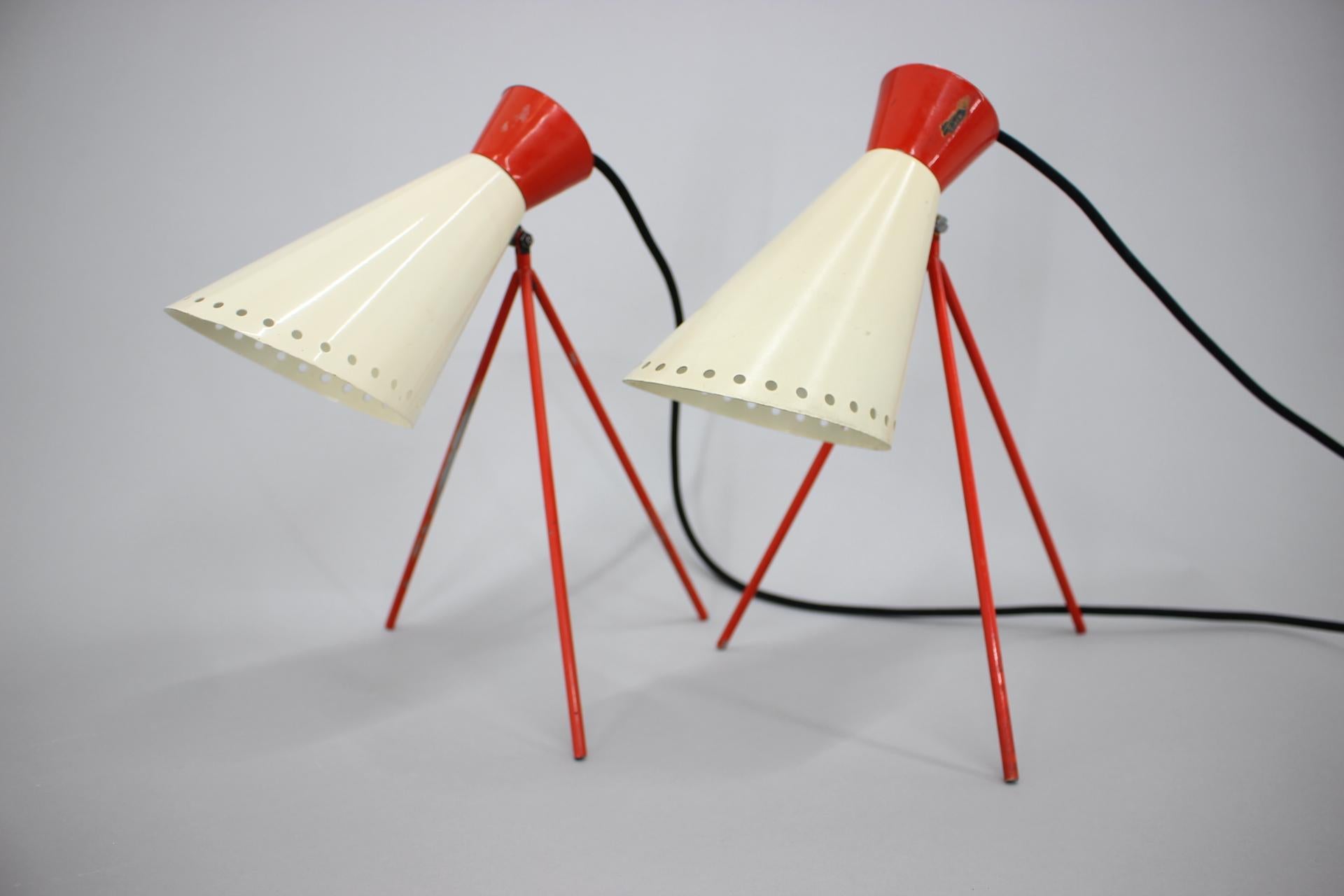 Pair of Mid Century Table Lamps Napako, 1960s For Sale 1
