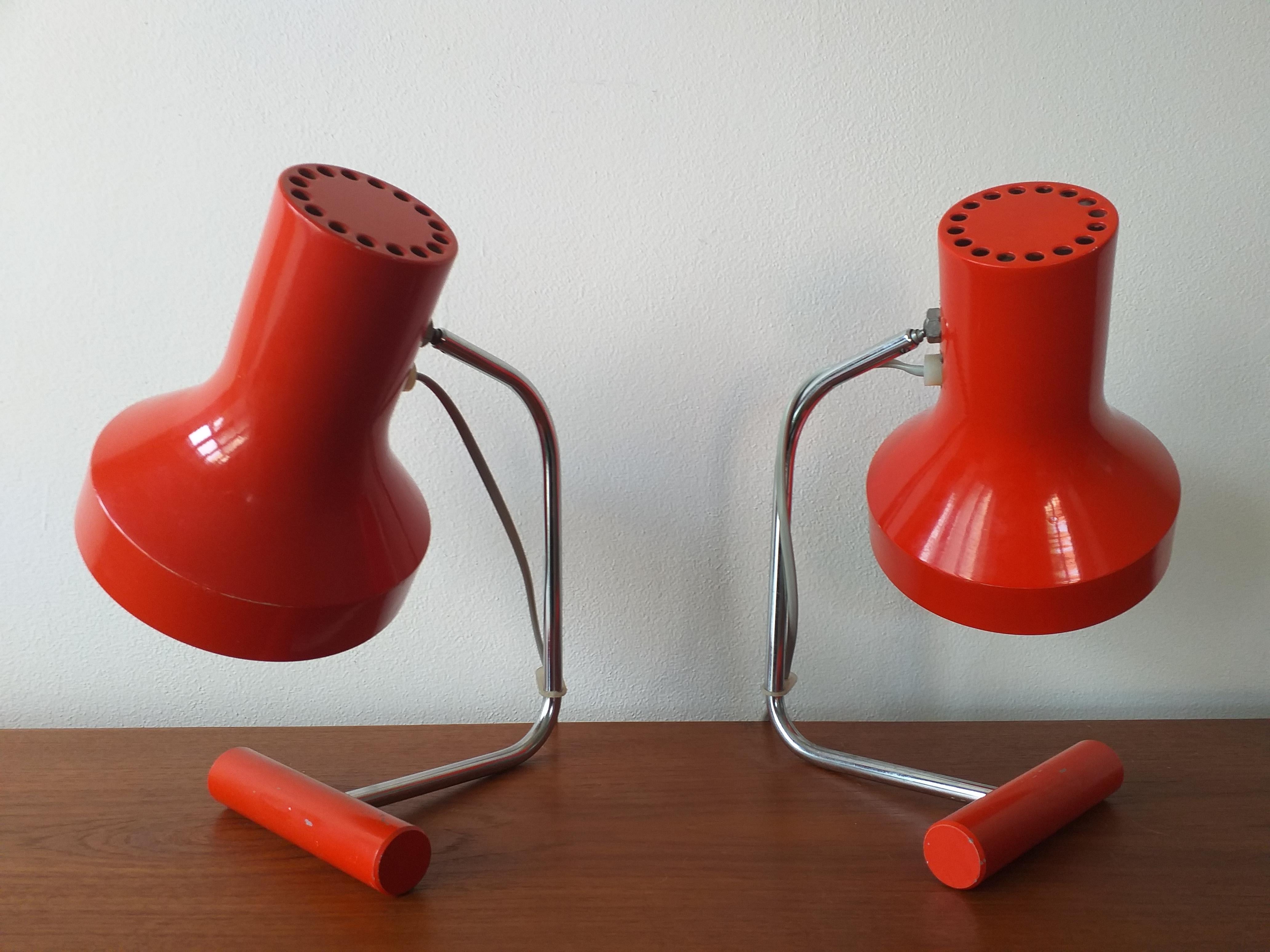 Czech Pair of Mid Century Table Lamps Napako, Josef Hurka, 1970s For Sale