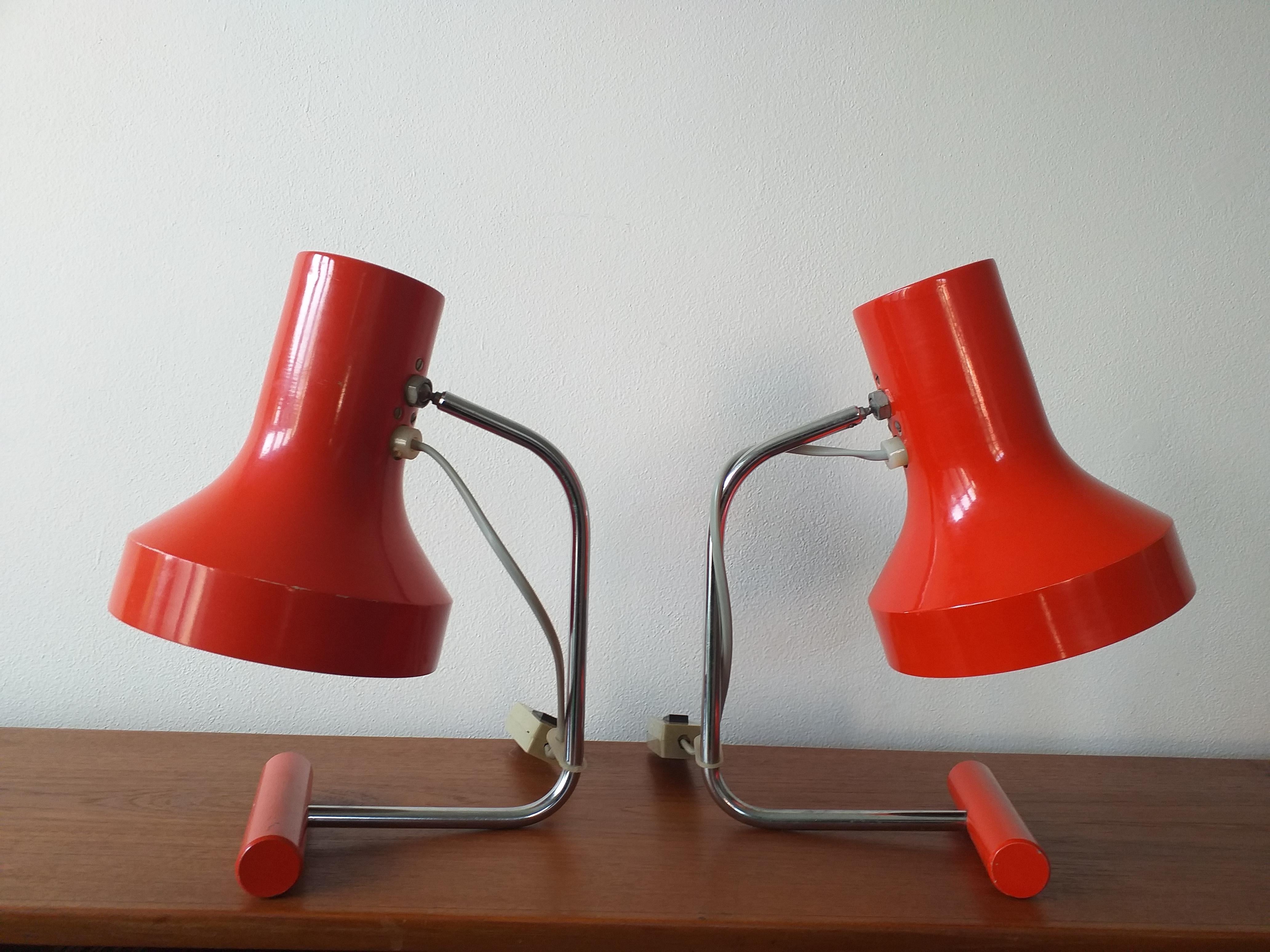 Lacquered Pair of Mid Century Table Lamps Napako, Josef Hurka, 1970s For Sale