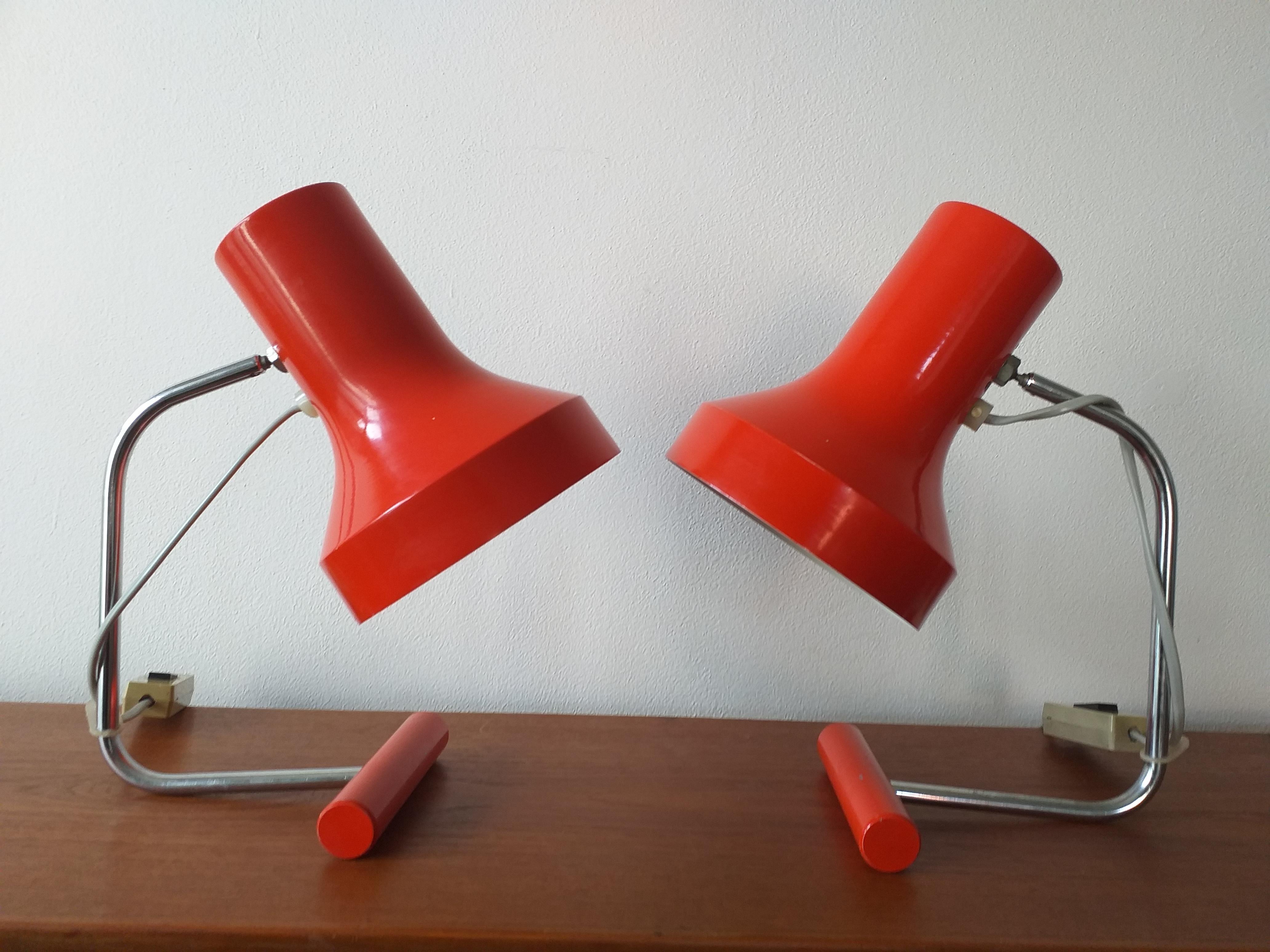 Late 20th Century Pair of Mid Century Table Lamps Napako, Josef Hurka, 1970s For Sale
