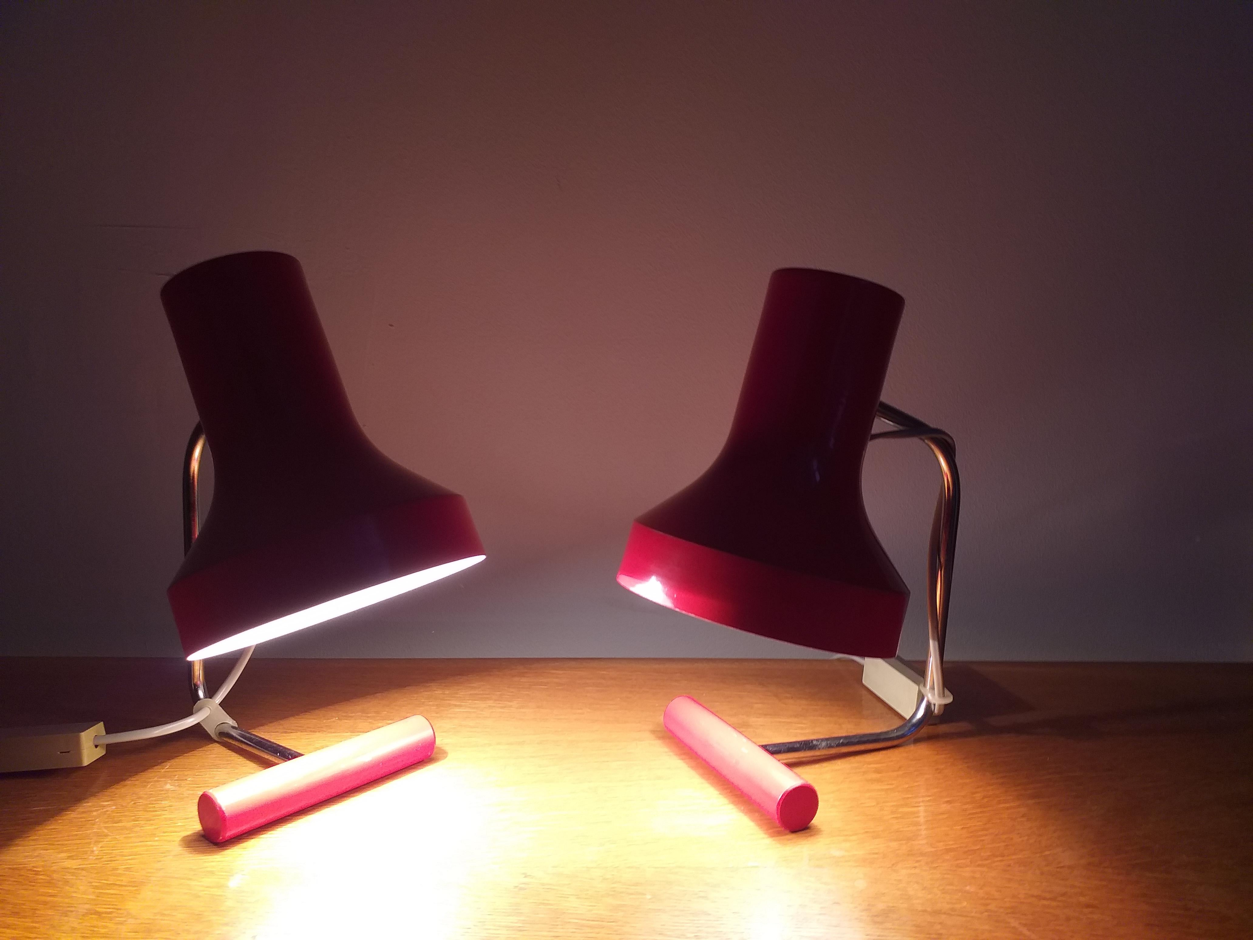 Pair of Mid Century Table Lamps Napako, Josef Hurka, 1970s For Sale 2