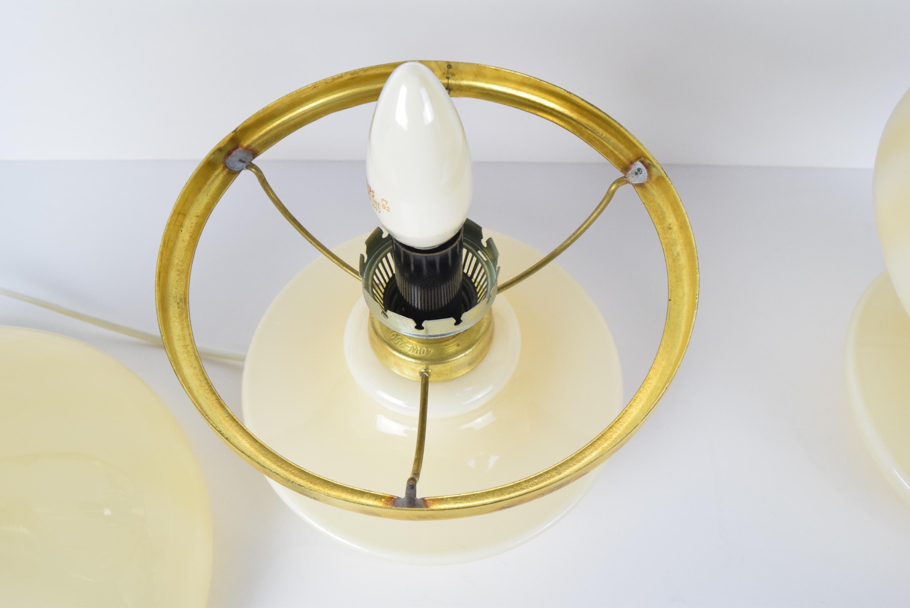 Brass Pair of mid-century Table Lamps, Osvětlovací sklo závod Janštejn, 1970's. For Sale