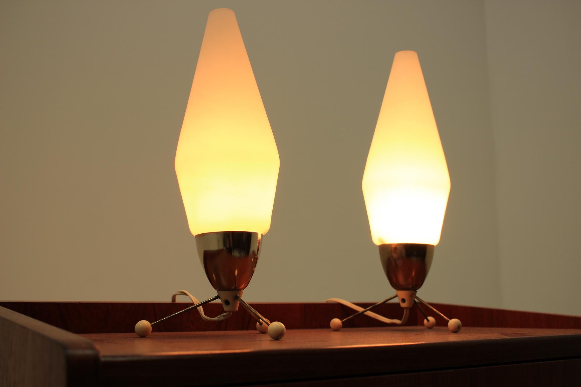Pair of Mid Century Table Lamps, Rocket, Kamenicky Senov, Stanislav Kučera, 1970 In Good Condition In Praha, CZ