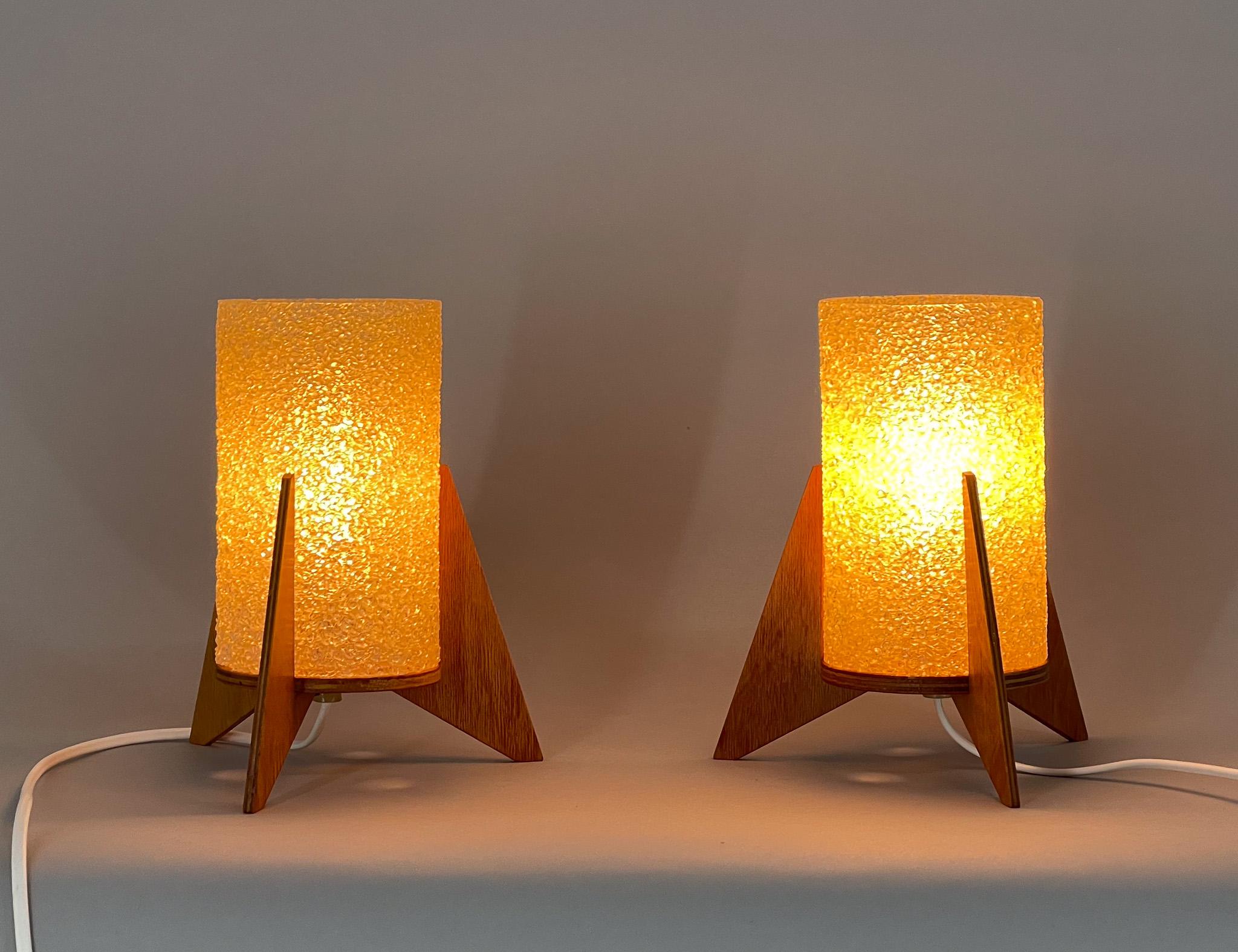 Space Age Pair of Mid-century Table Lamps, Rockets, Pokrok Zilina, 1970's For Sale