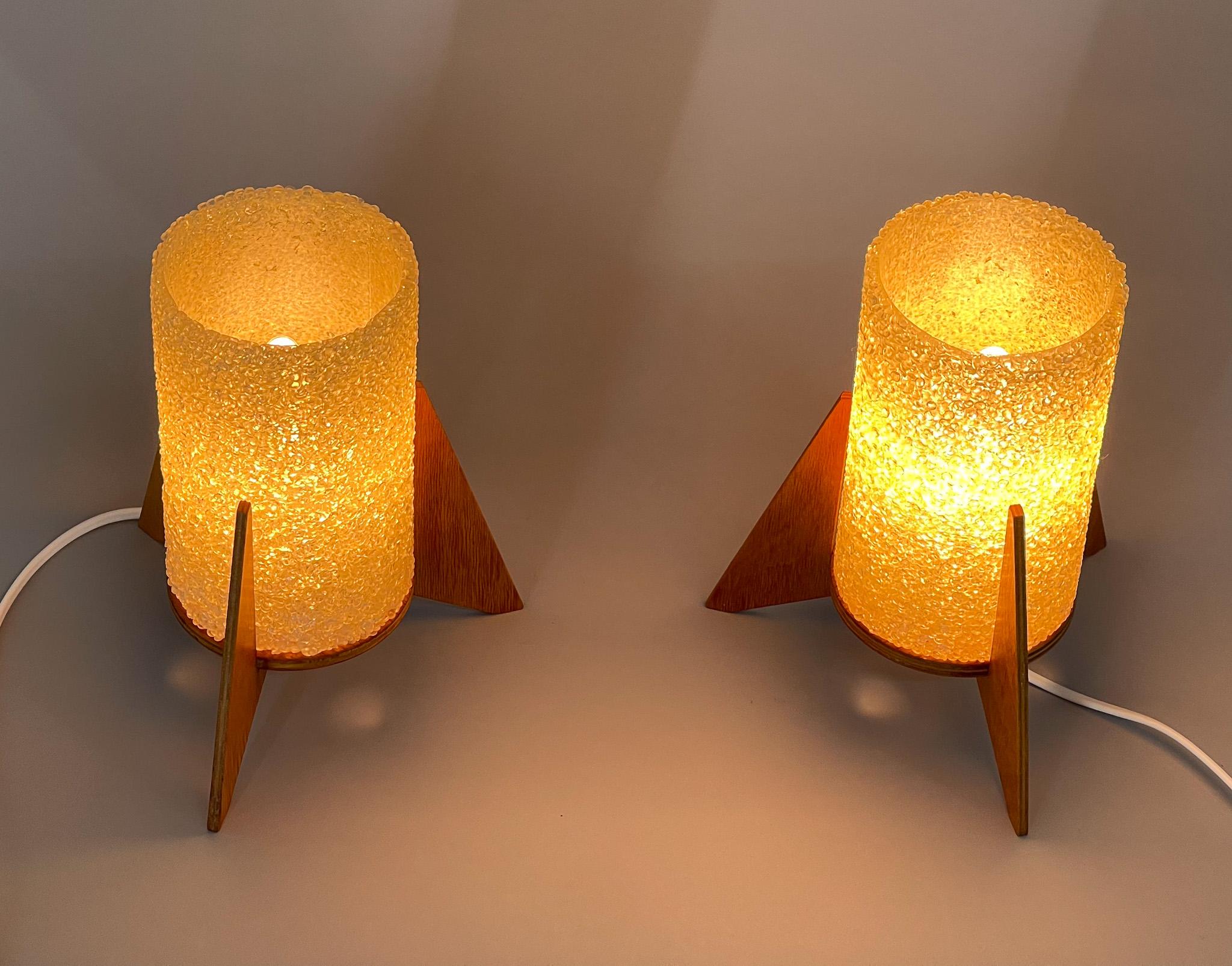 Pair of Mid-century Table Lamps, Rockets, Pokrok Zilina, 1970's In Good Condition For Sale In Praha, CZ