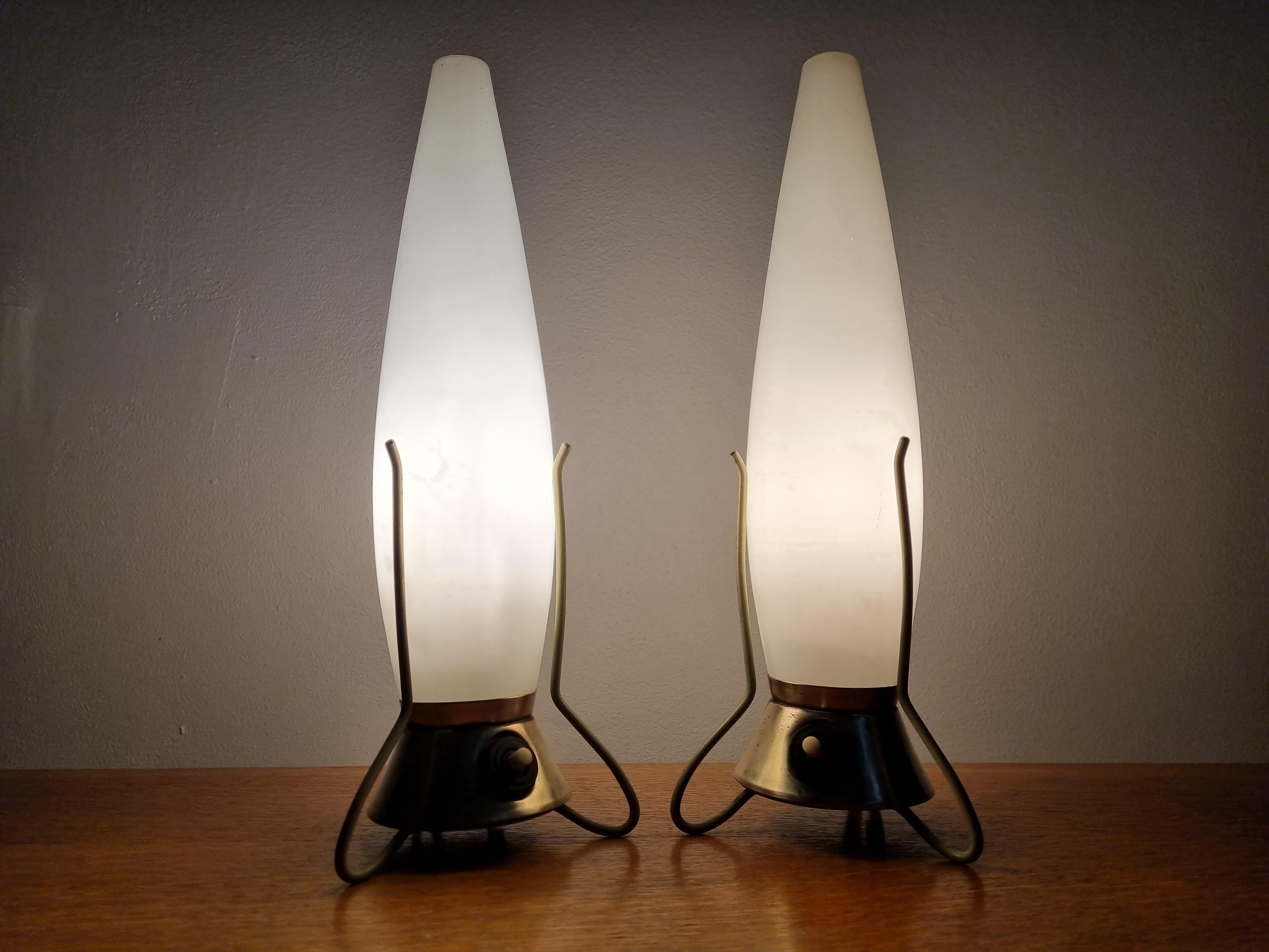 Pair of Mid Century Table Lamps Zukov, Rockets, 1960s For Sale 5
