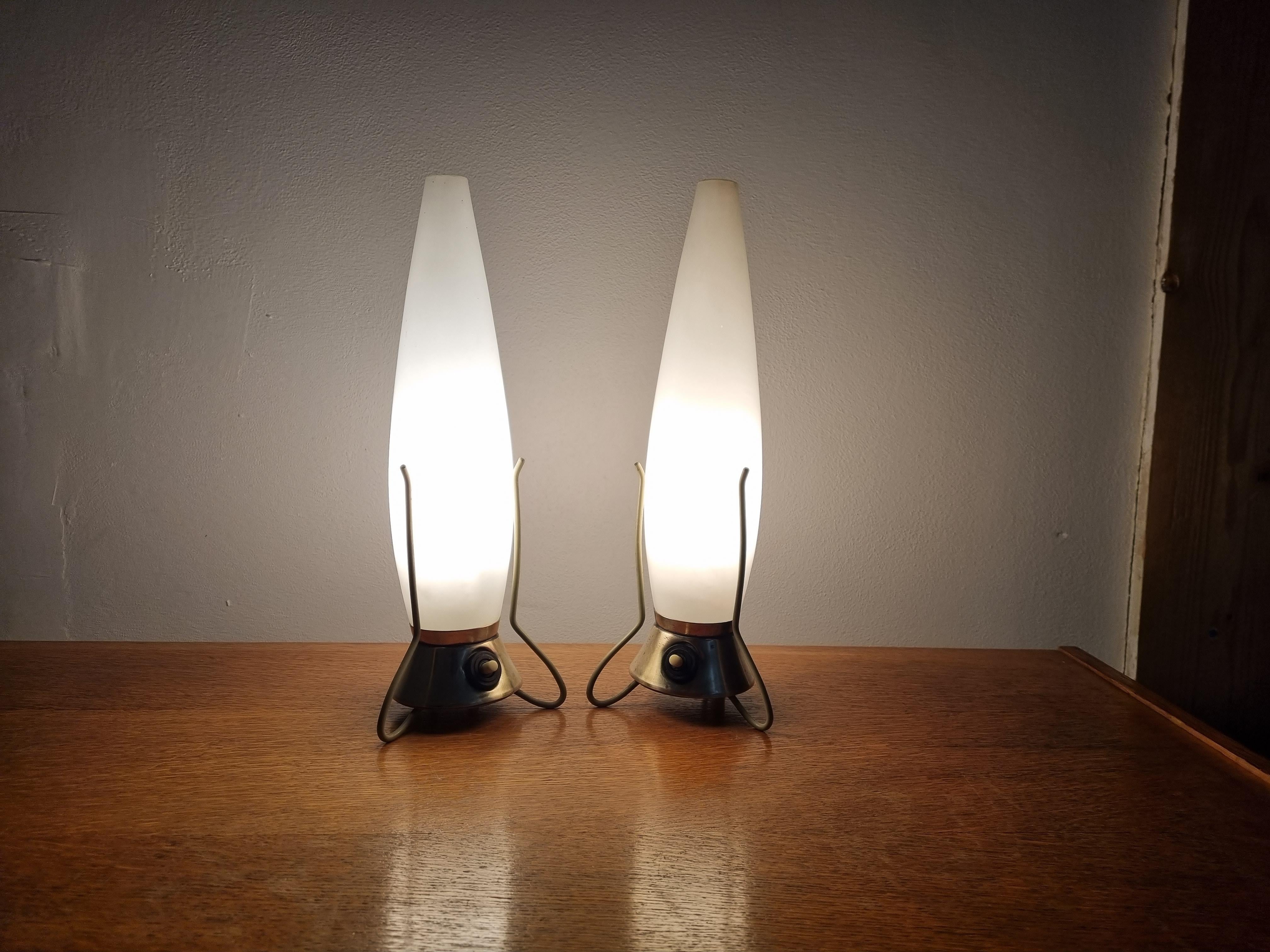 Pair of Mid Century Table Lamps Zukov, Rockets, 1960s For Sale 6