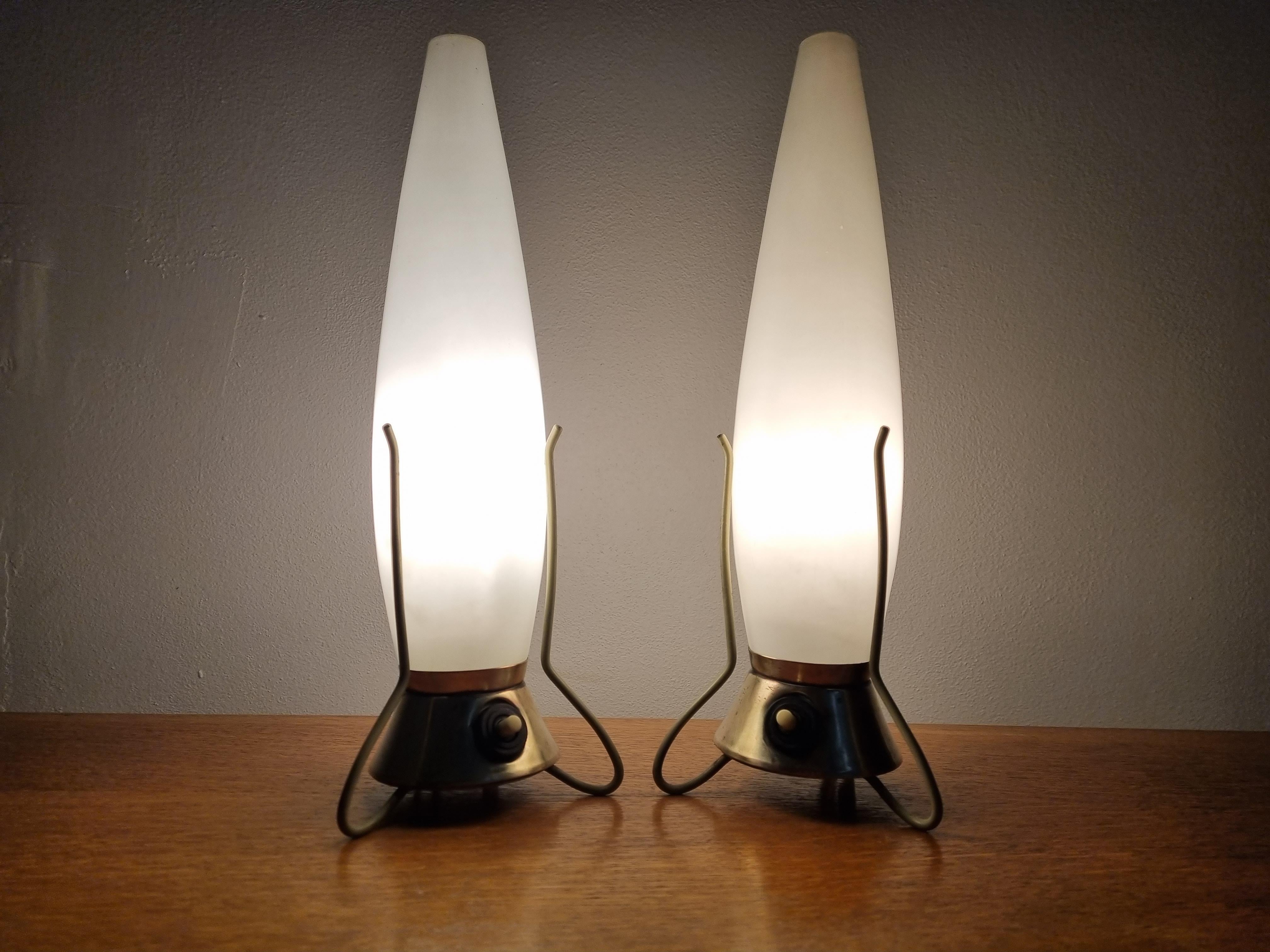 Pair of Mid Century Table Lamps Zukov, Rockets, 1960s For Sale 7